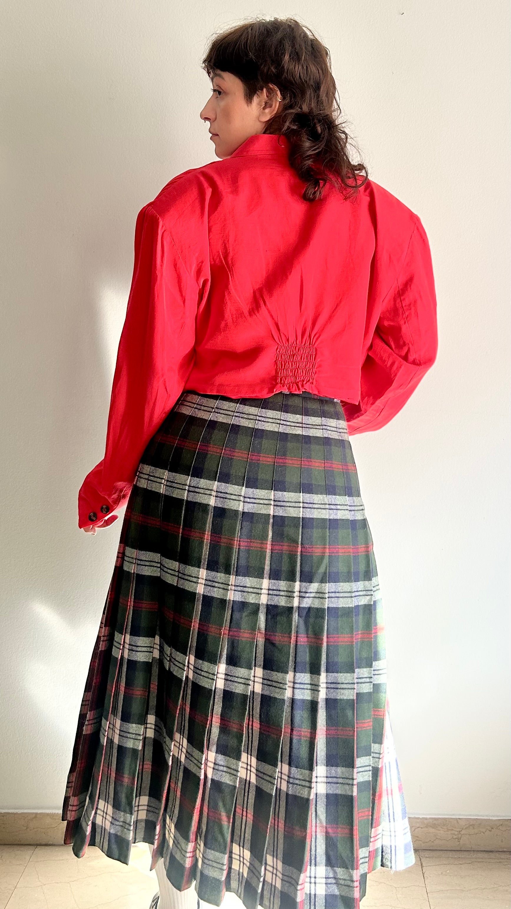 Vintage 100% Pure New Wool Plaid Skirt