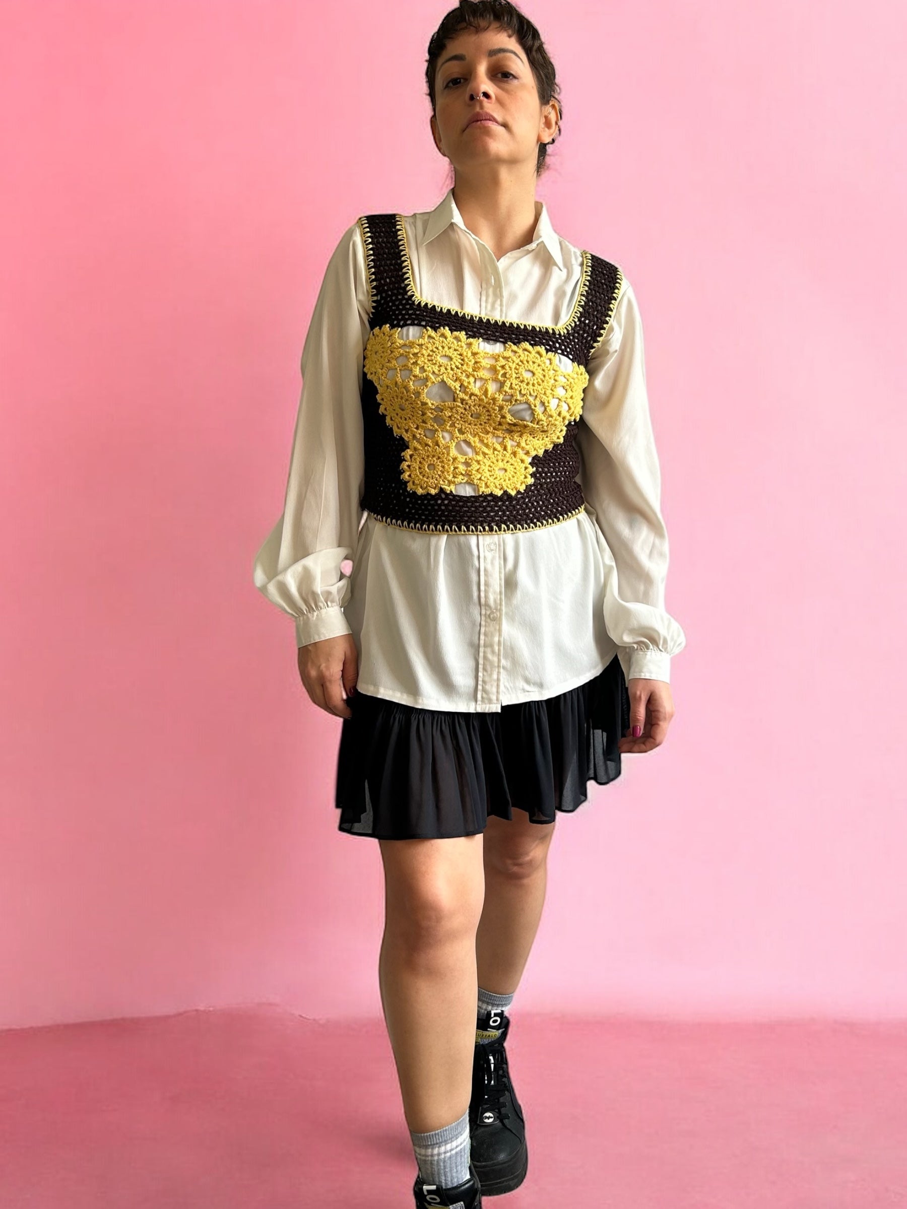 Handmade Vintage Crochet Floral Top