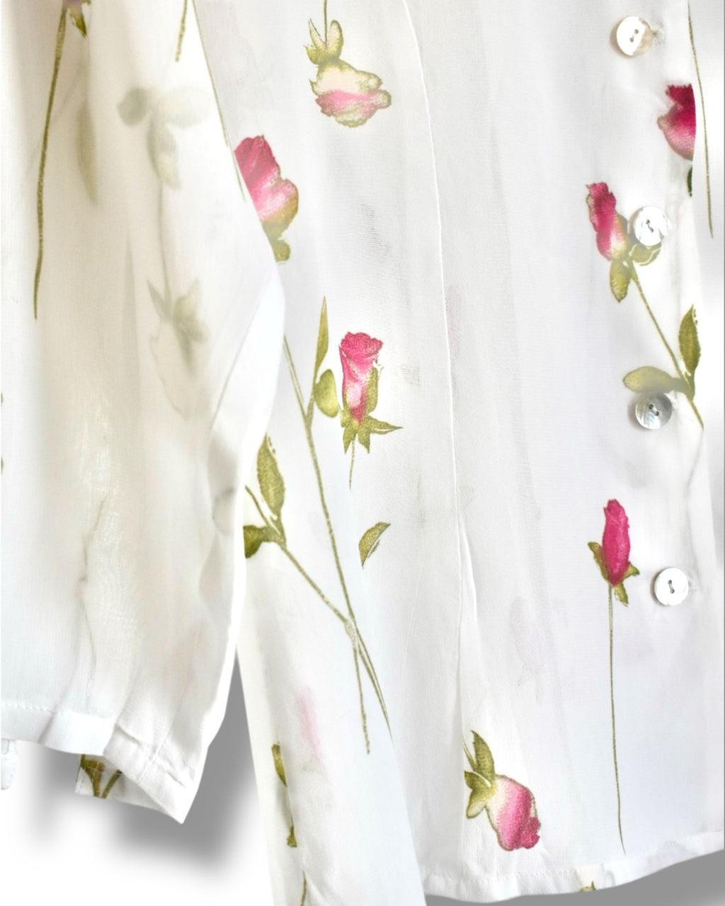 Vintage 3/4 Sleeve Sheer Floral Blouse