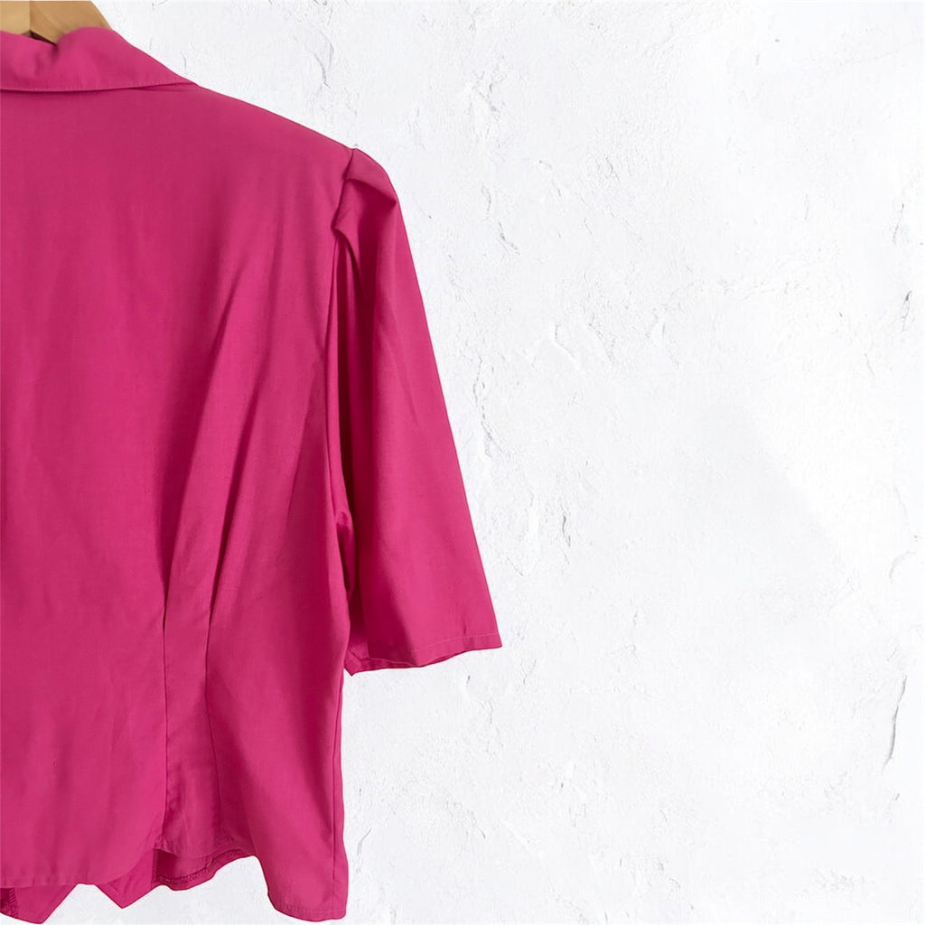 80s Fuchsia Cropped Short-Sleeve Top