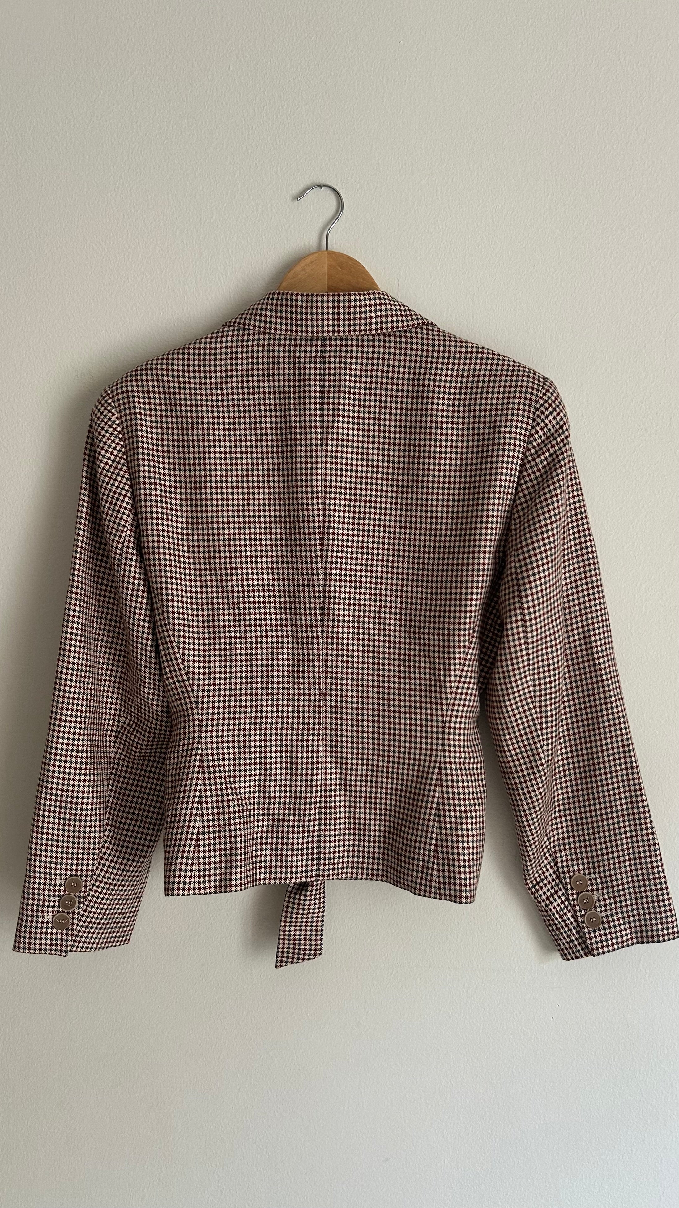 Vintage Check Belted Virgin Wool Blazer