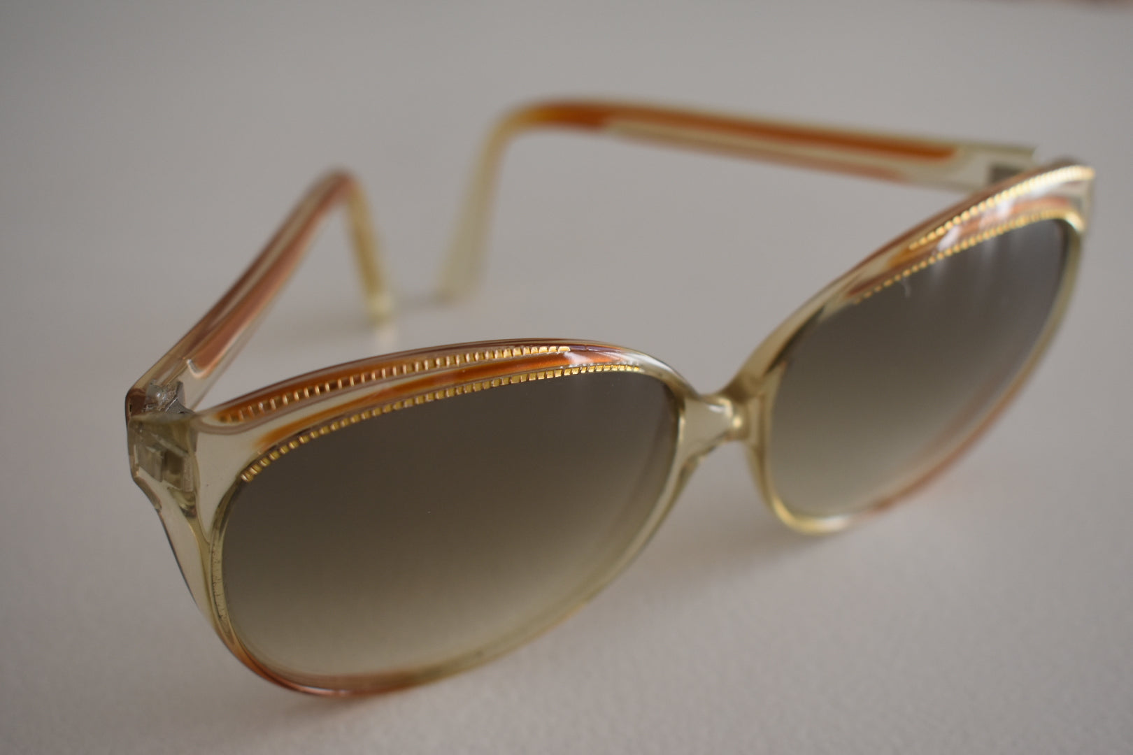 Vintage 1970s Sunglasses – Orange Frame with Gold Details