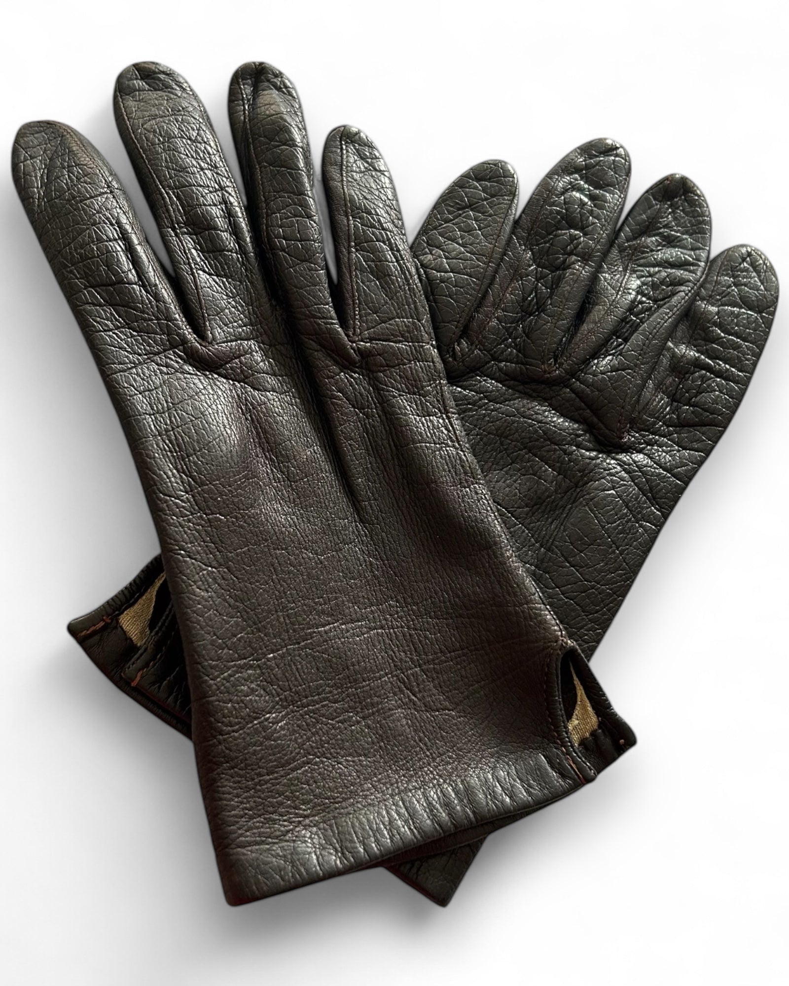 Vintage Classic Dark Brown Leather Gloves