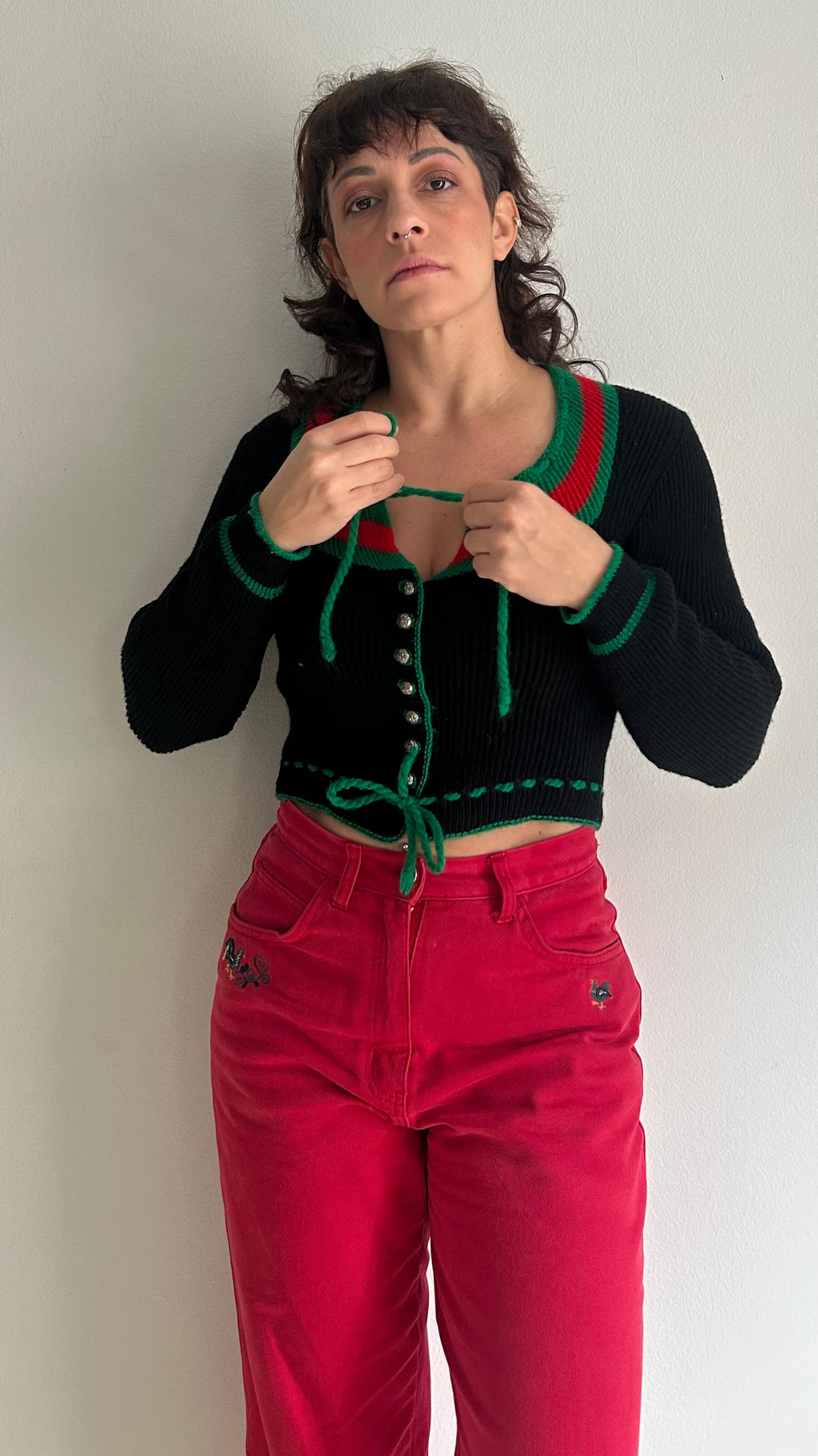 Vintage Alpine Folk-Style Cropped Top