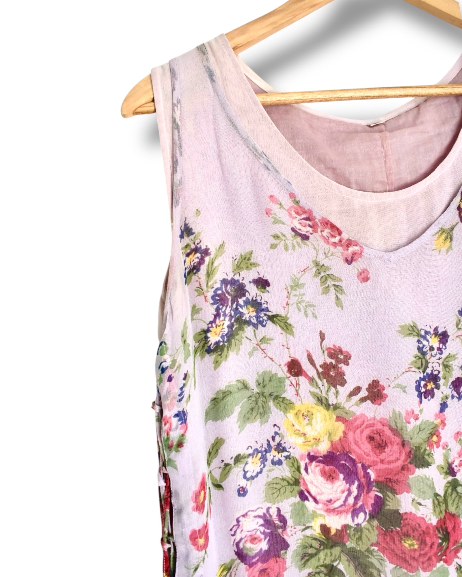 Vintage Lilac Floral Sheer Midi Dress