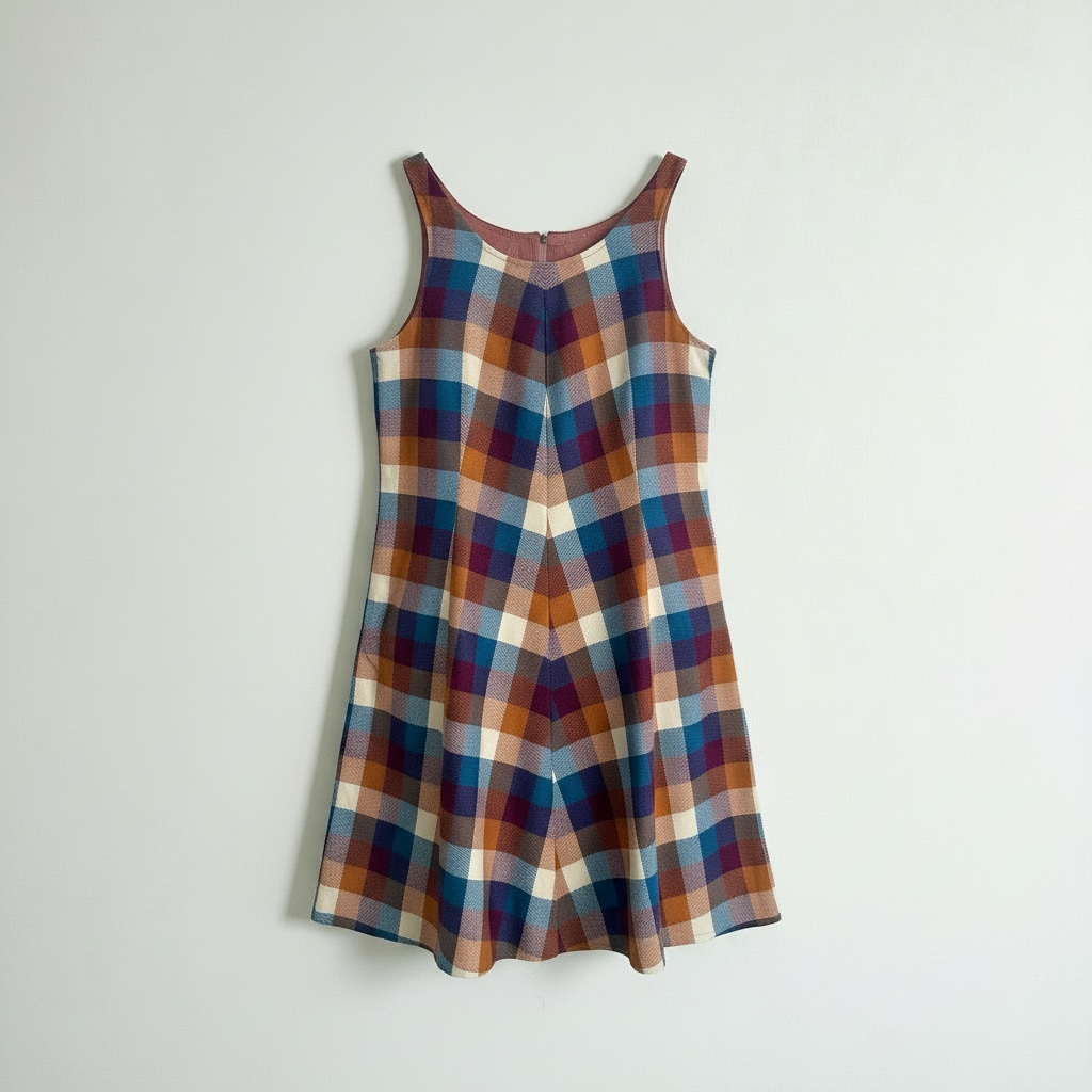 Handmade 1960s A-Line Plaid Pinafore Dress