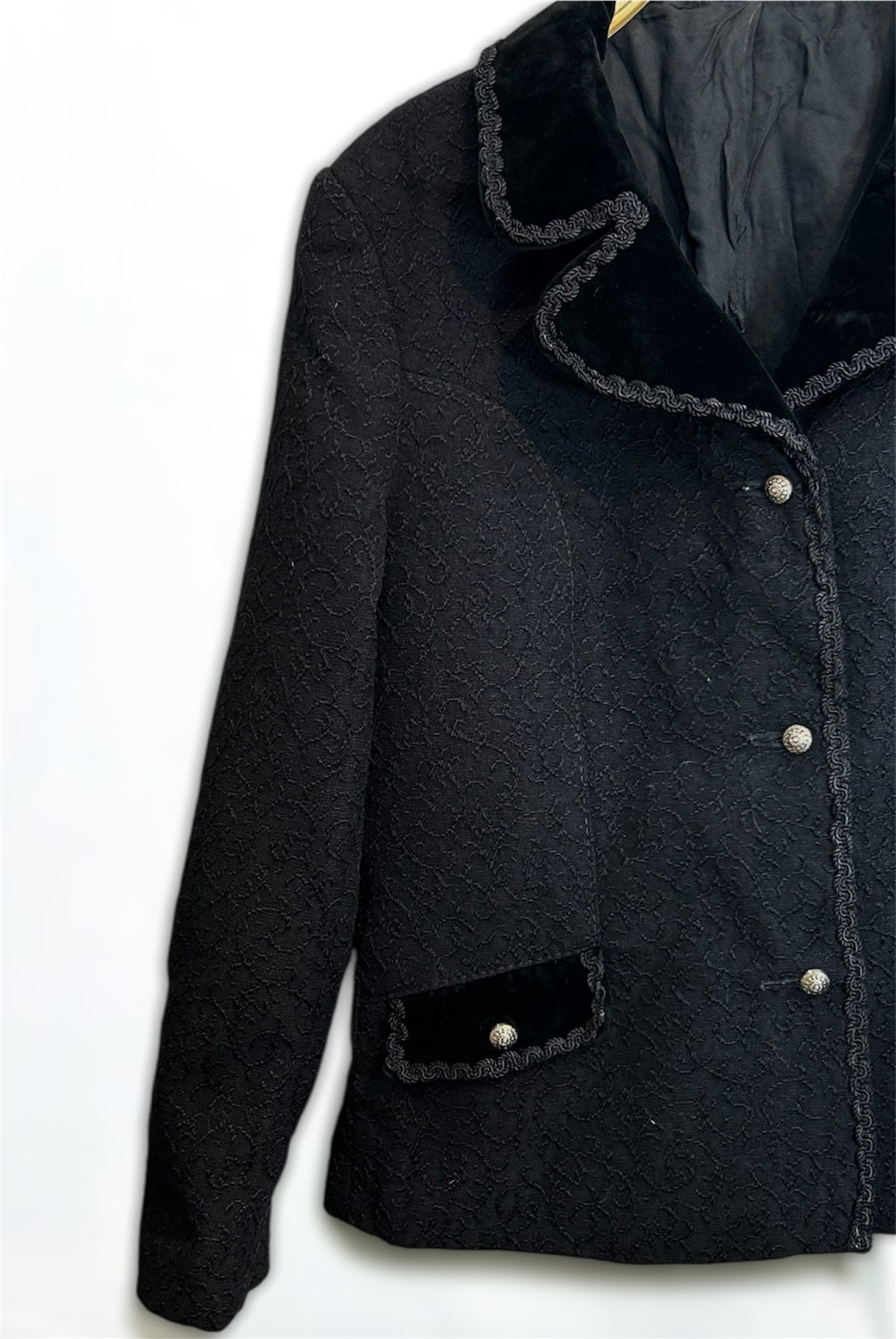 Vintage Black Embroidered Wool Blazer