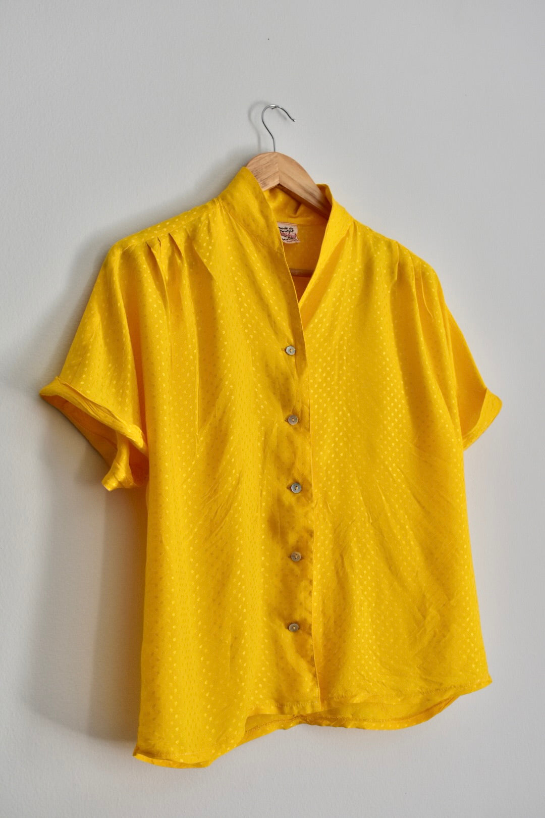 Vintage Mustard Women’s Blouse with Front Buttons