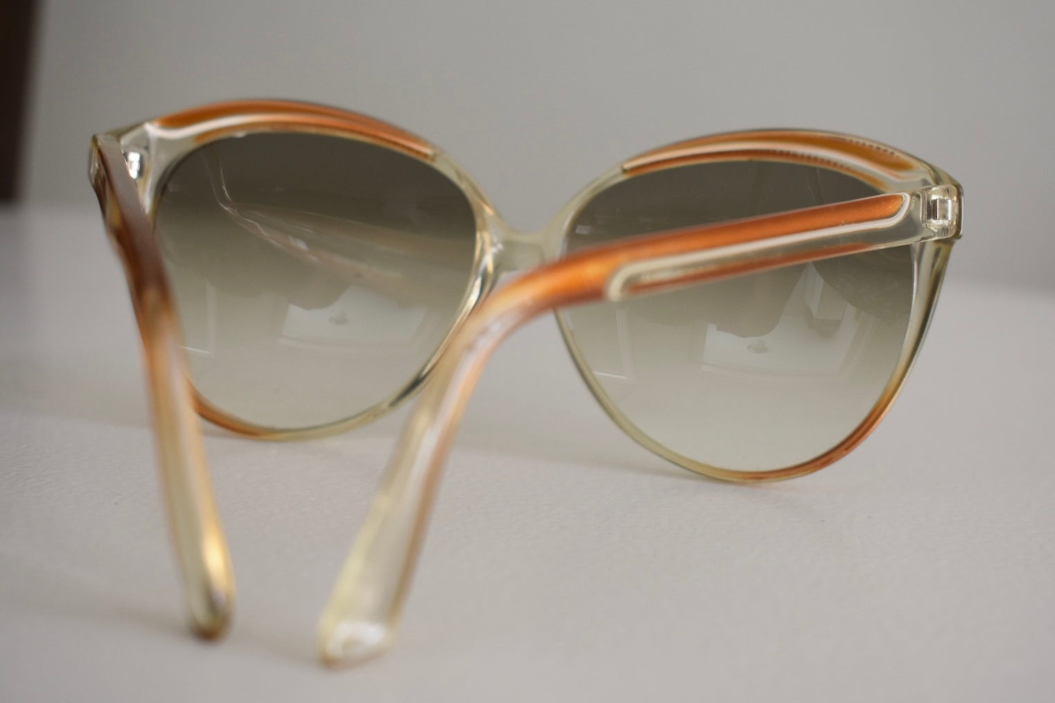 Vintage 1970s Sunglasses – Orange Frame with Gold Details