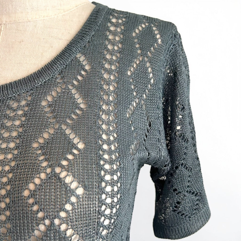 90s Aesthetic Mesh Knit Short Sleeve Top