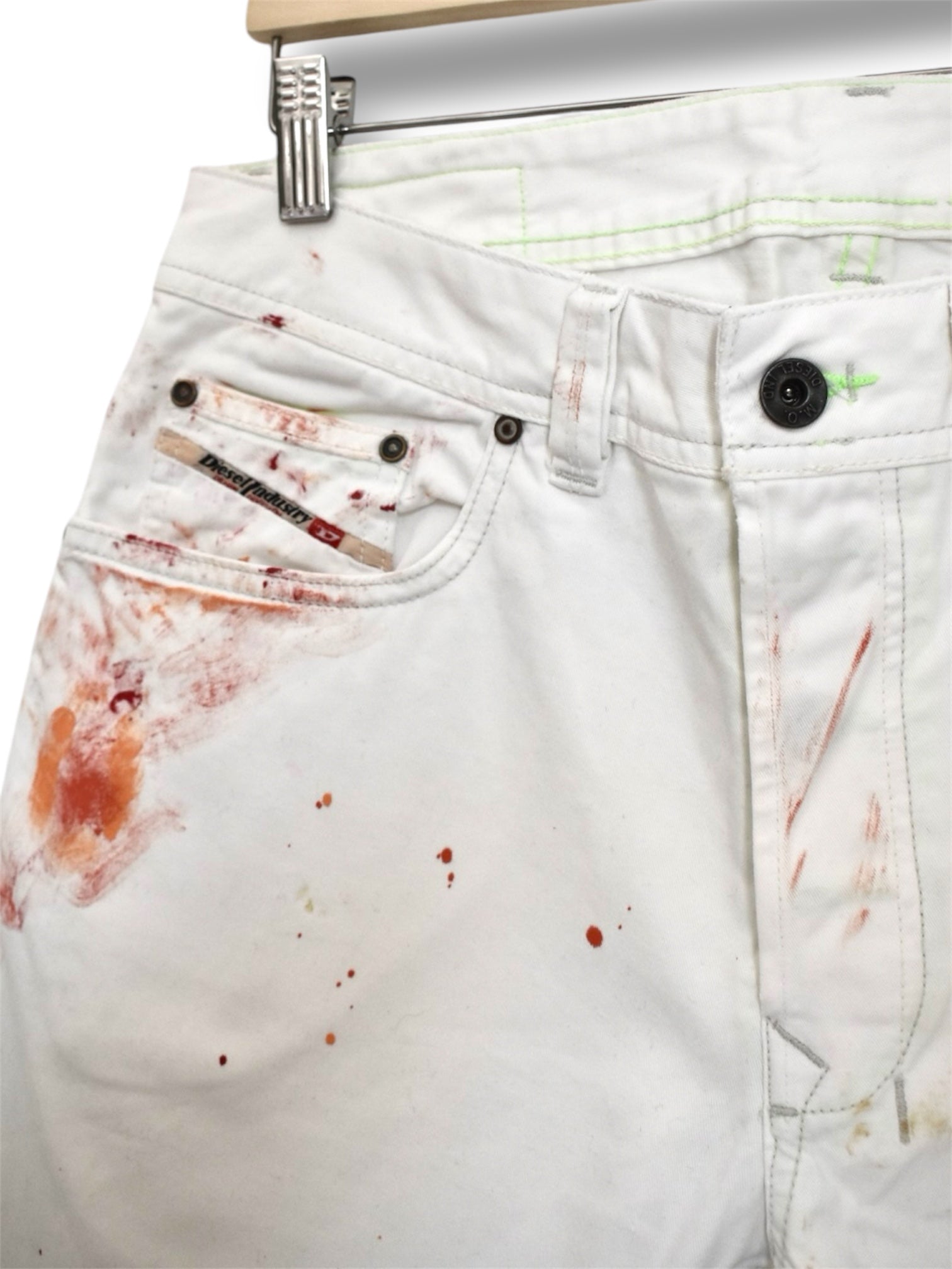 Rare 2007 Diesel “Only the Brave” White Paint-Splatter Jeans