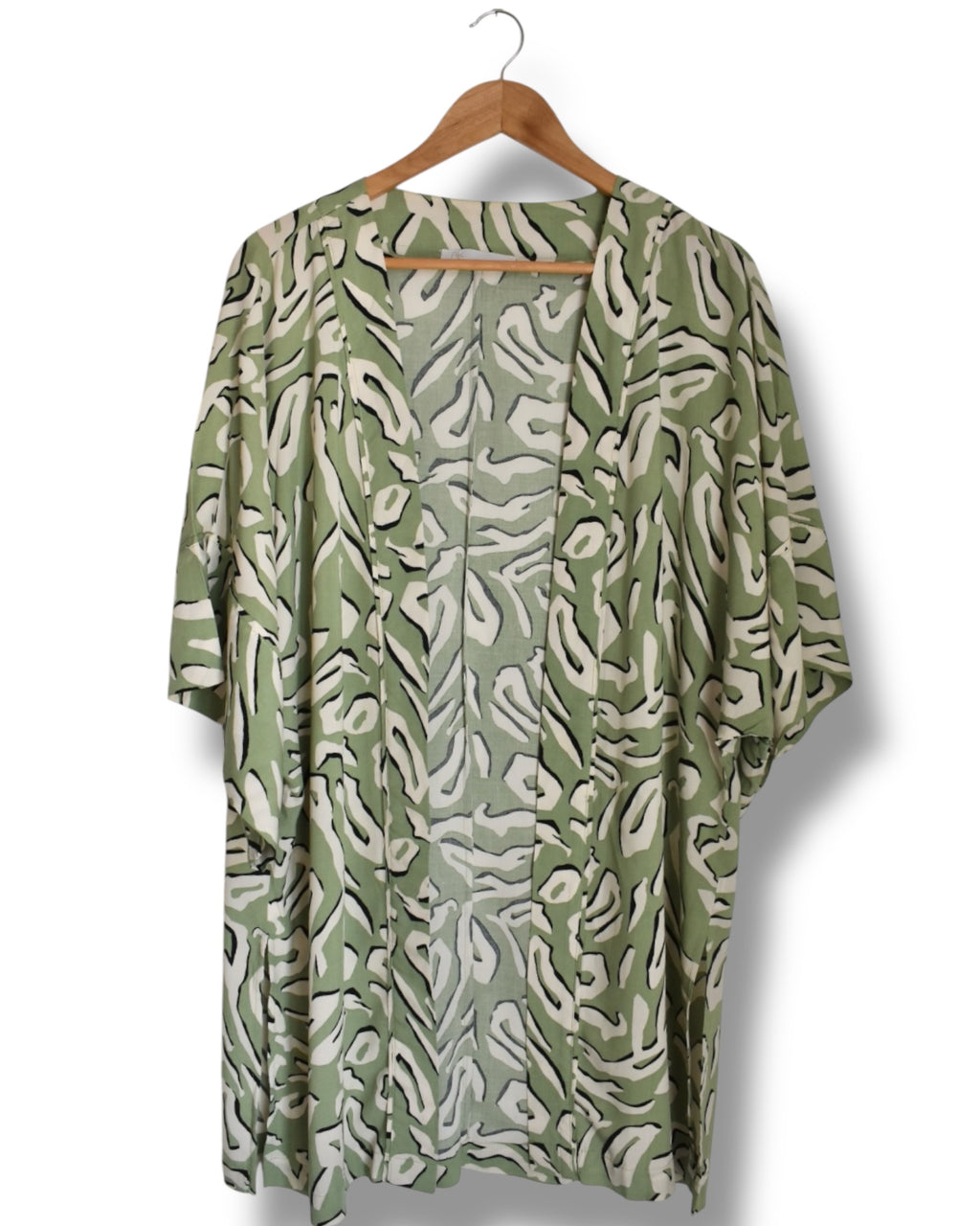 Vintage Abstract Green Kimono – Made in Brazil