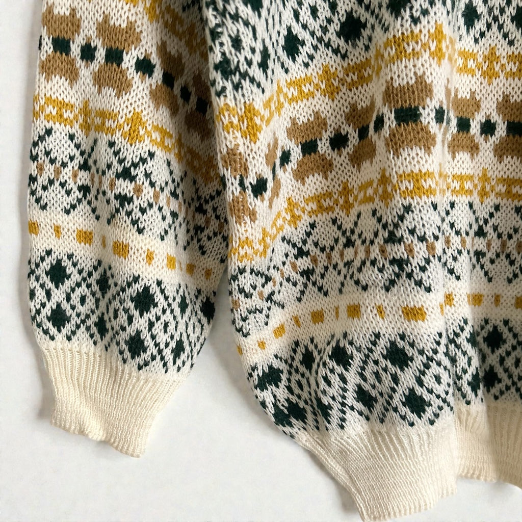 Vintage Nordic Pattern Knit Sweater