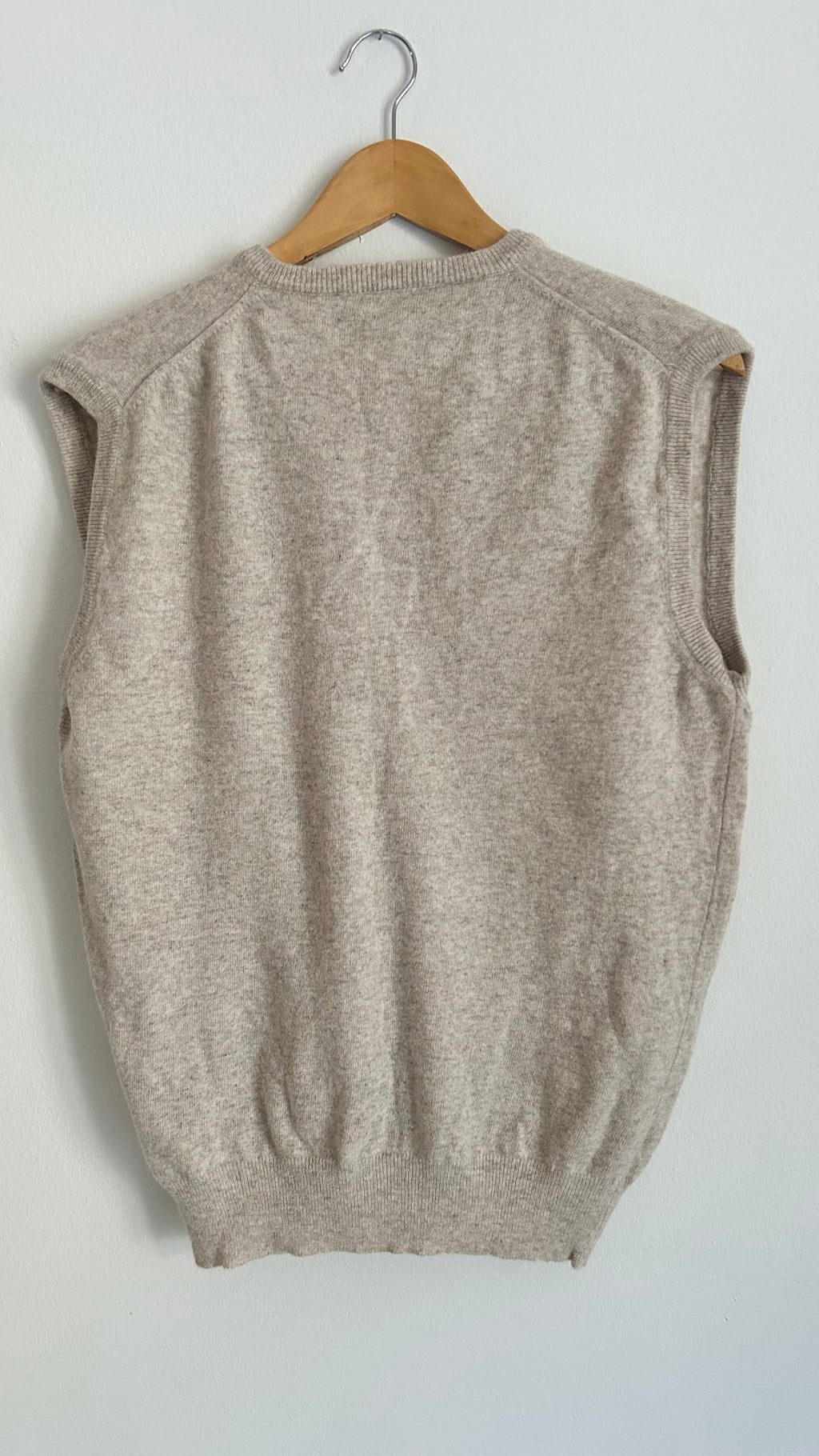 Vintage Beige Knitted V-Neck Vest