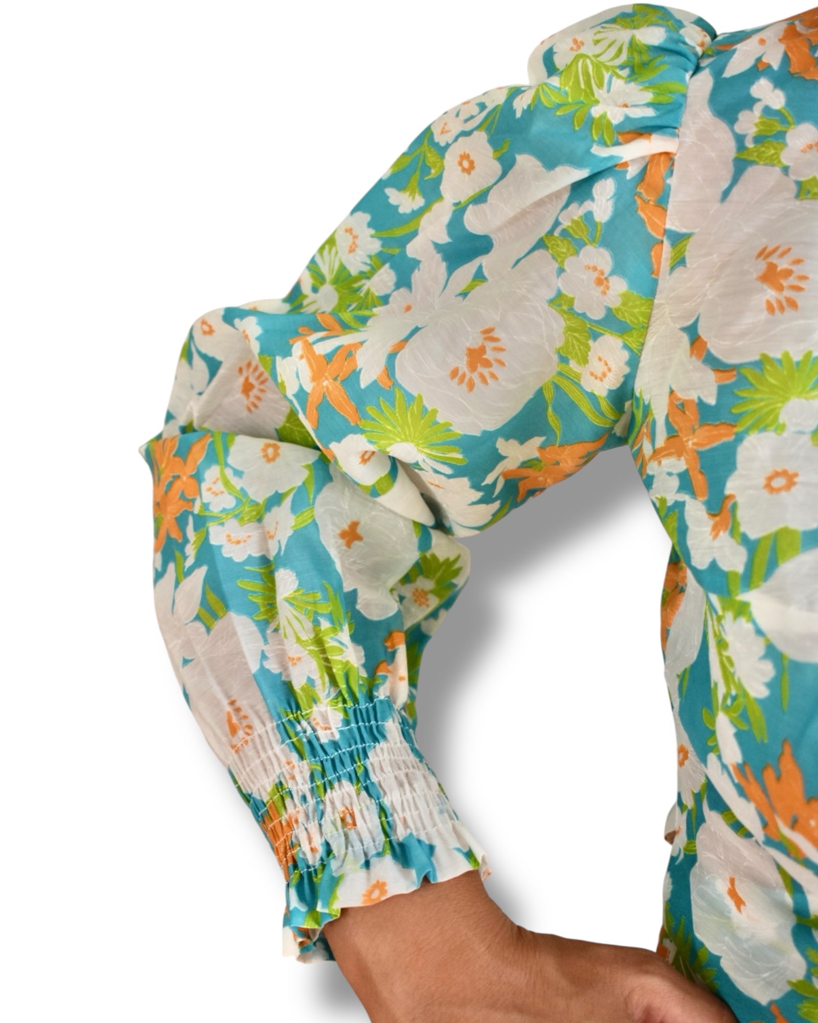 Vintage Handmade Wrap Blouse – Long Sleeve, Floral Print