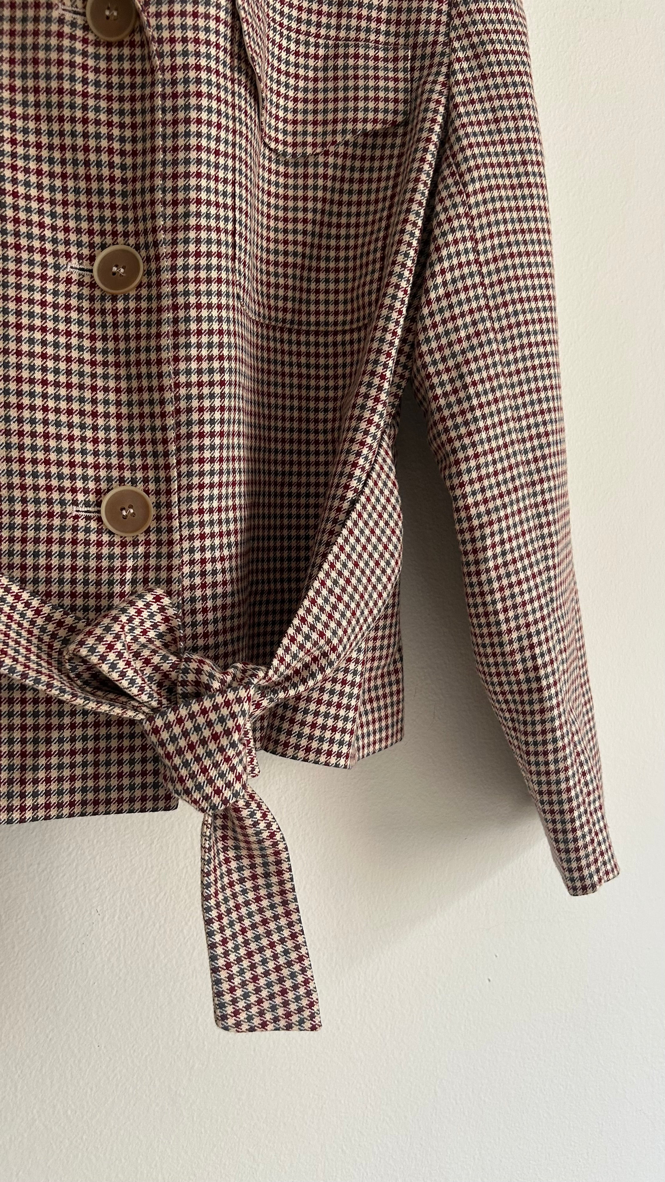 Vintage Check Belted Virgin Wool Blazer