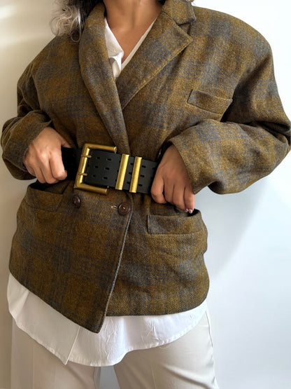 Vintage Wool Blazer with Shoulder Pads