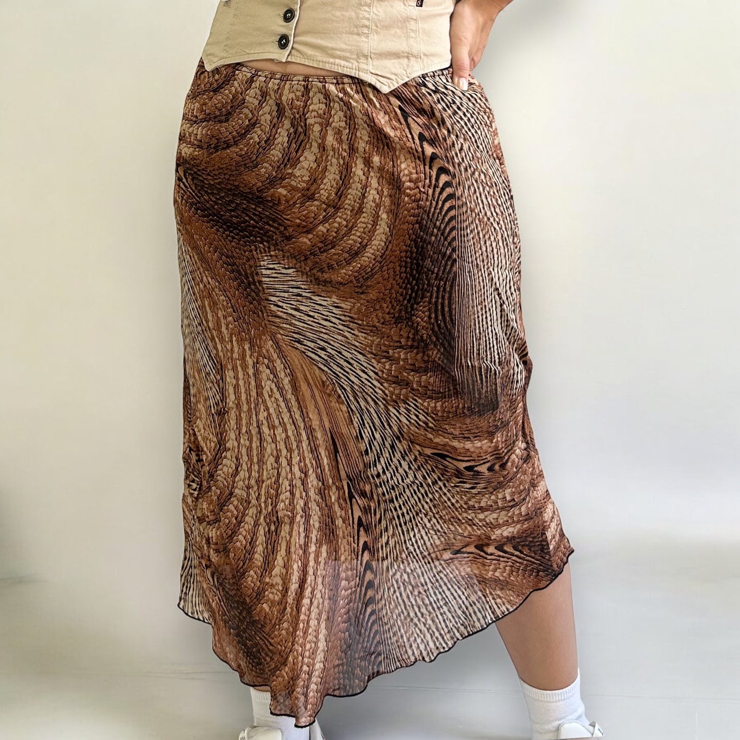 Y2K Patterned Mesh Skirt