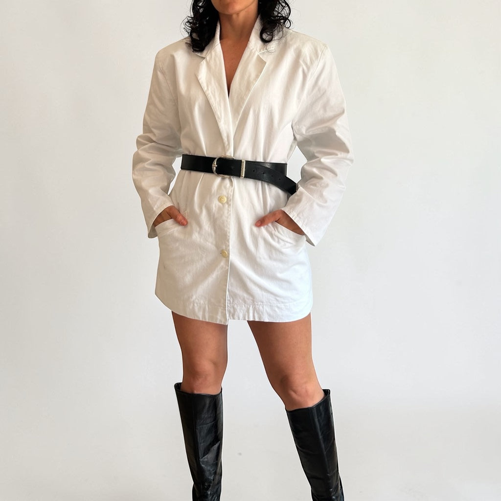 Vintage 90s White Maxi Blazer