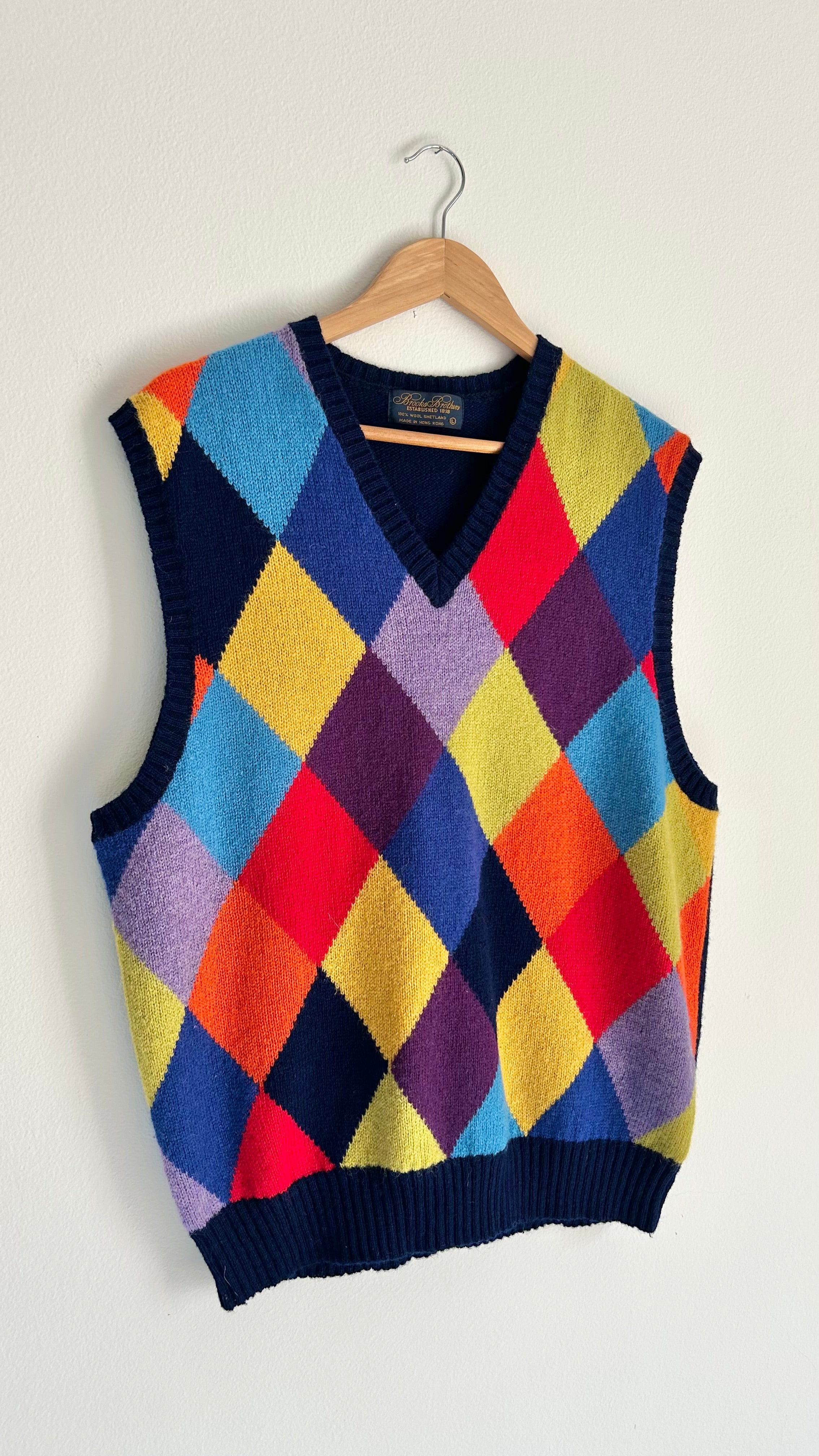 Classic Shetland Wool Vest – Argyle Pattern