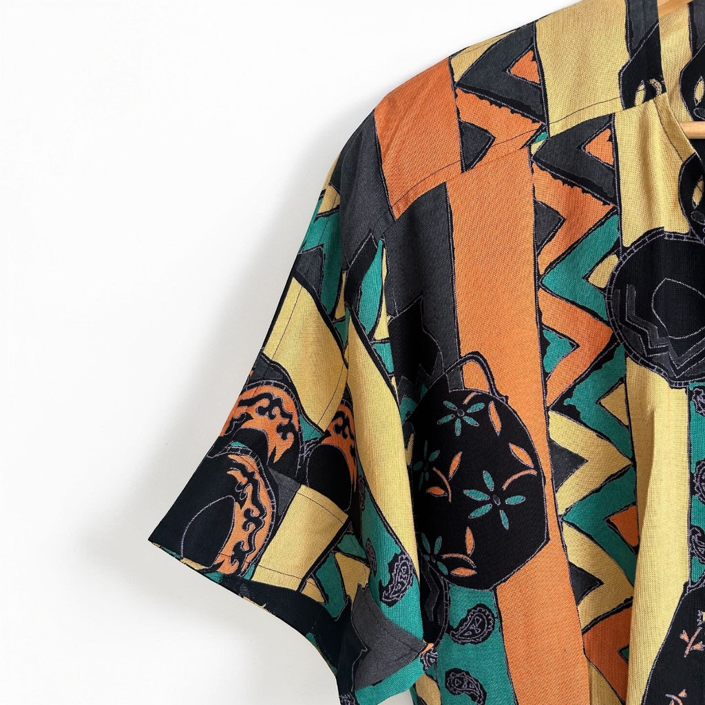 Colorful 90s Statement Blouse • Geometric Shapes