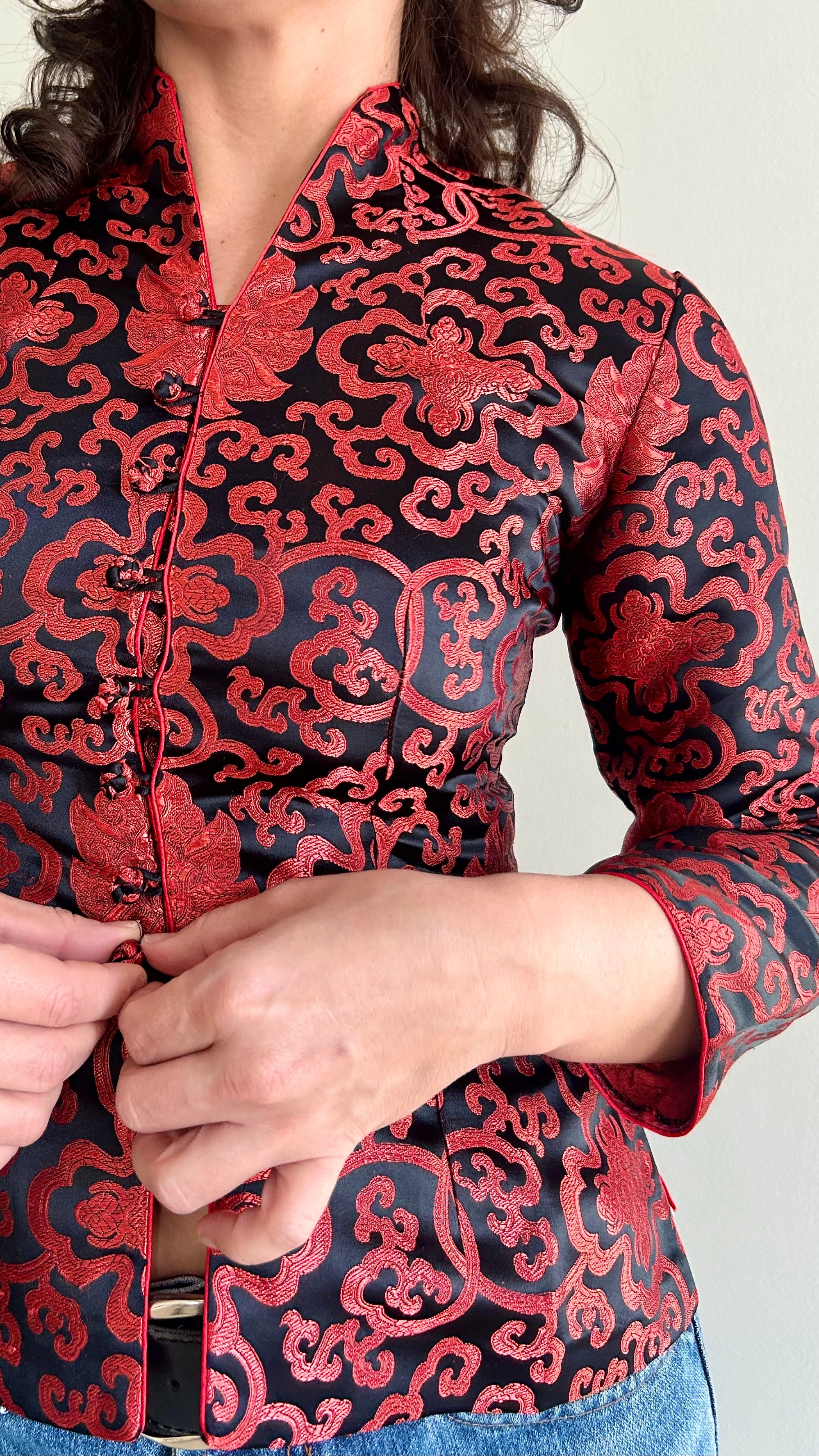 Vintage Chinoiserie Jacquard Blouse