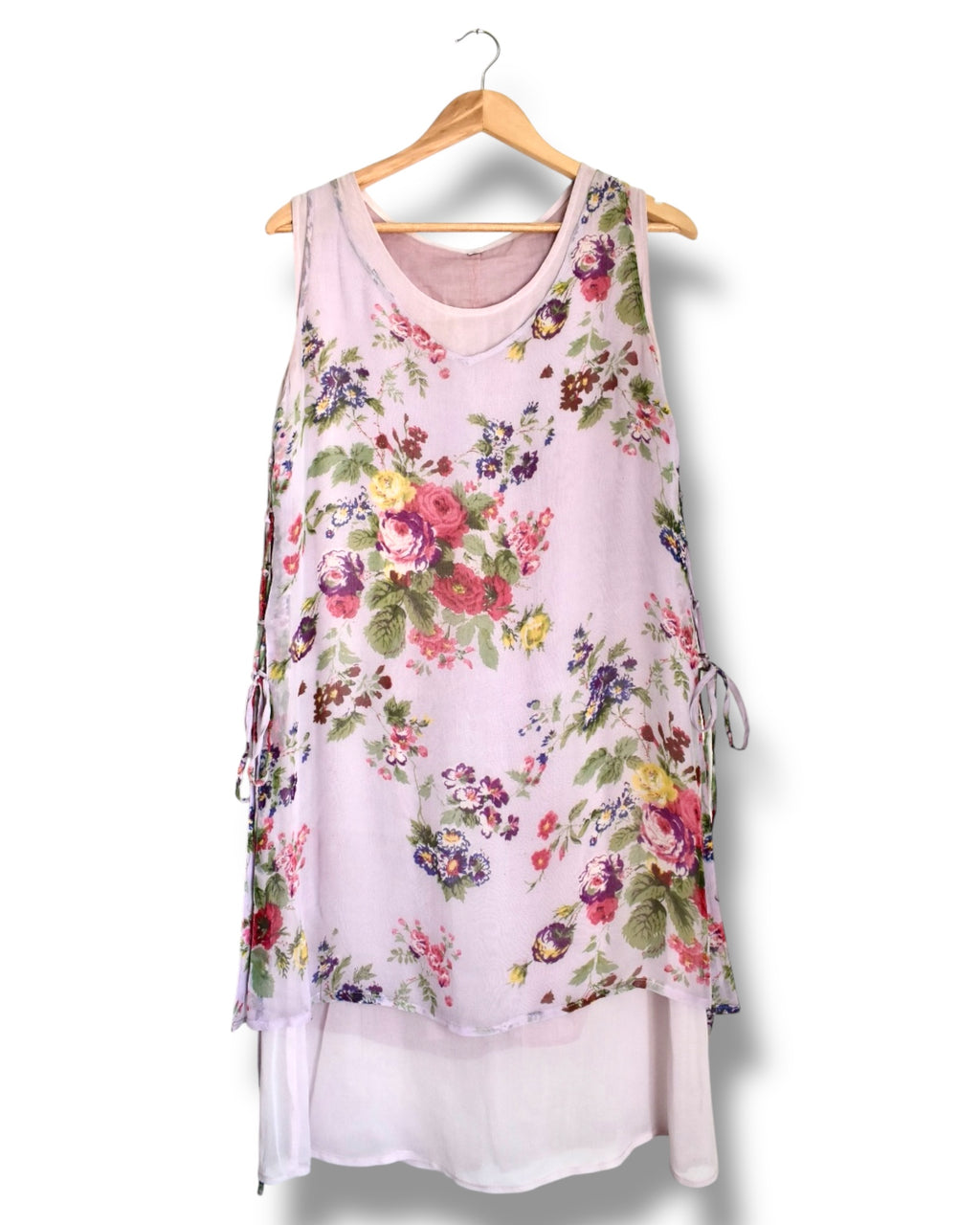 Vintage Lilac Floral Sheer Midi Dress