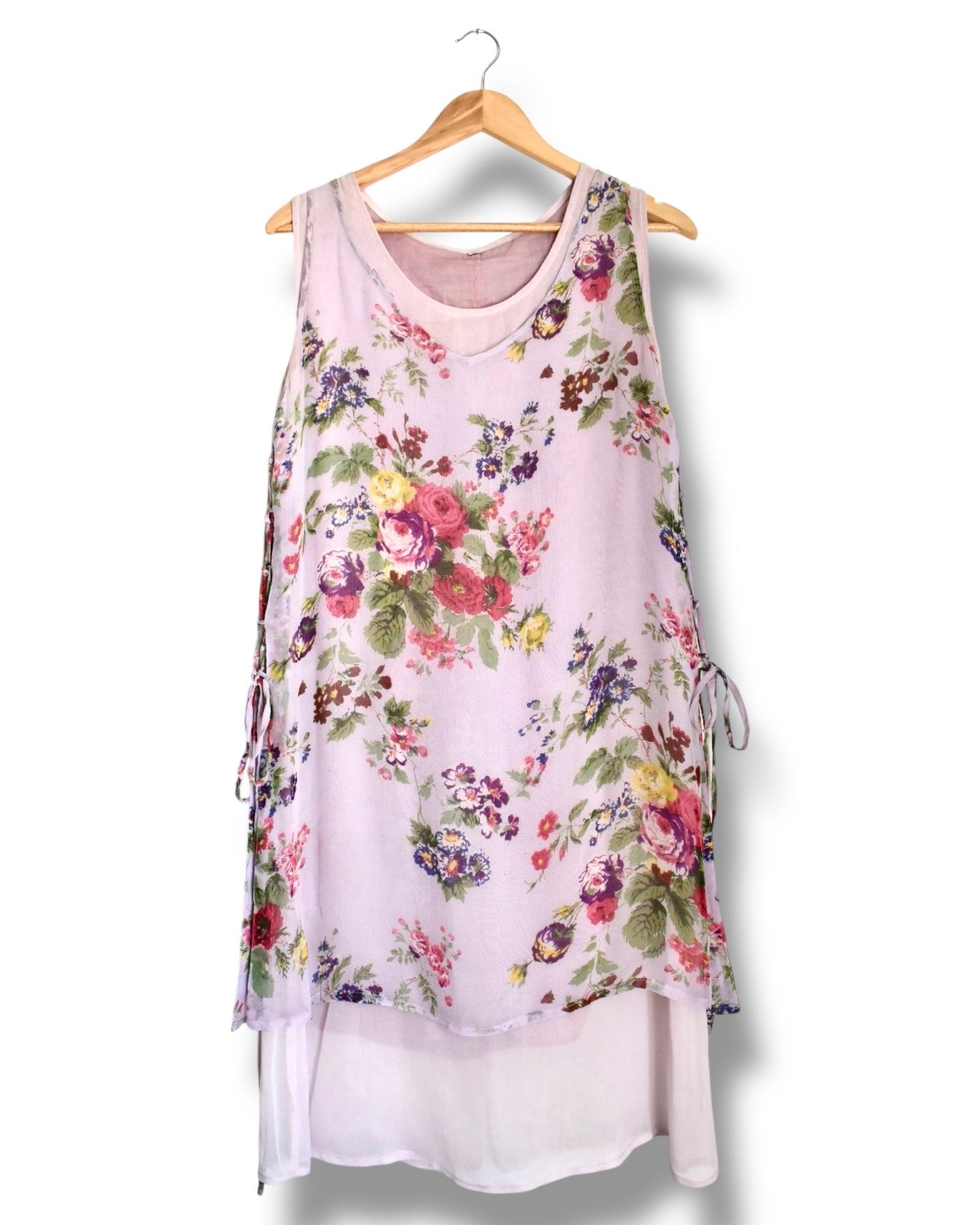 Vintage Lilac Floral Sheer Midi Dress