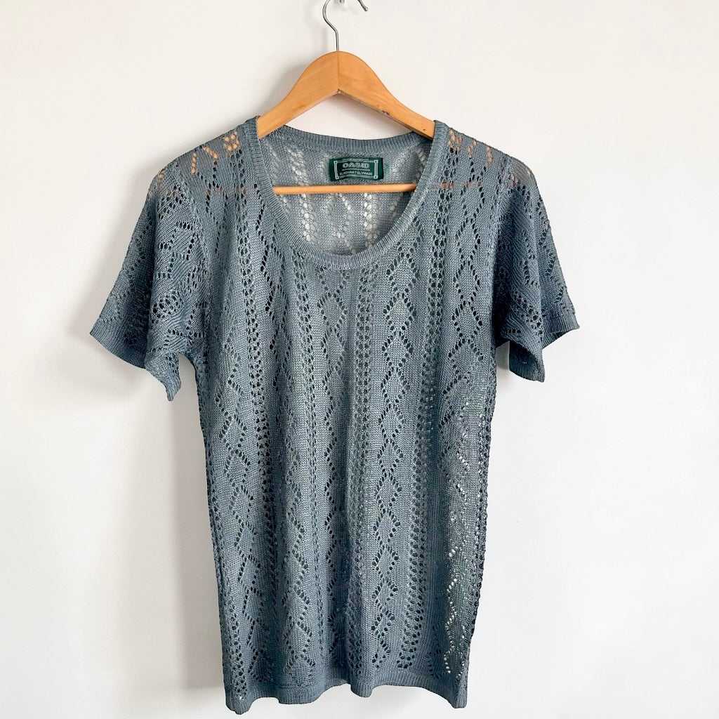 90s Aesthetic Mesh Knit Short Sleeve Top