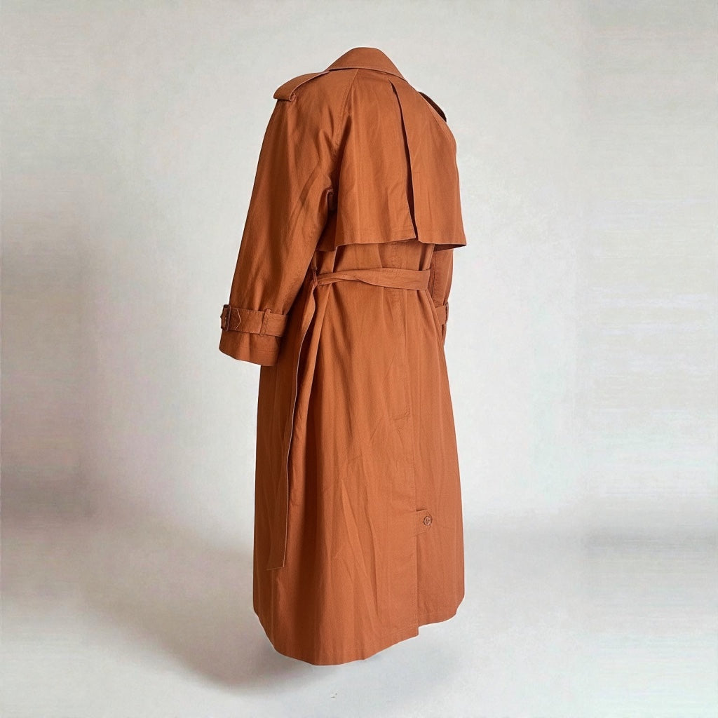 Vintage Oversized Trench Coat - Rust Terracotta