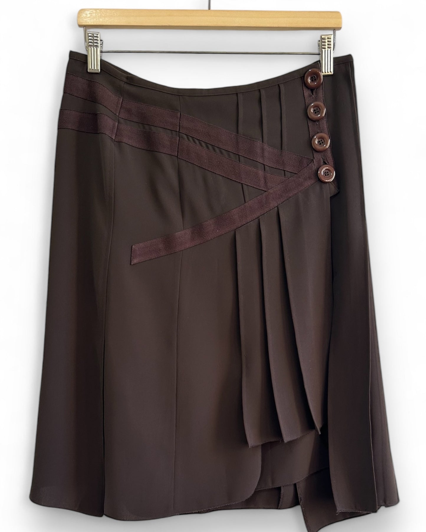 Vintage Asymmetric Pleated Skirt