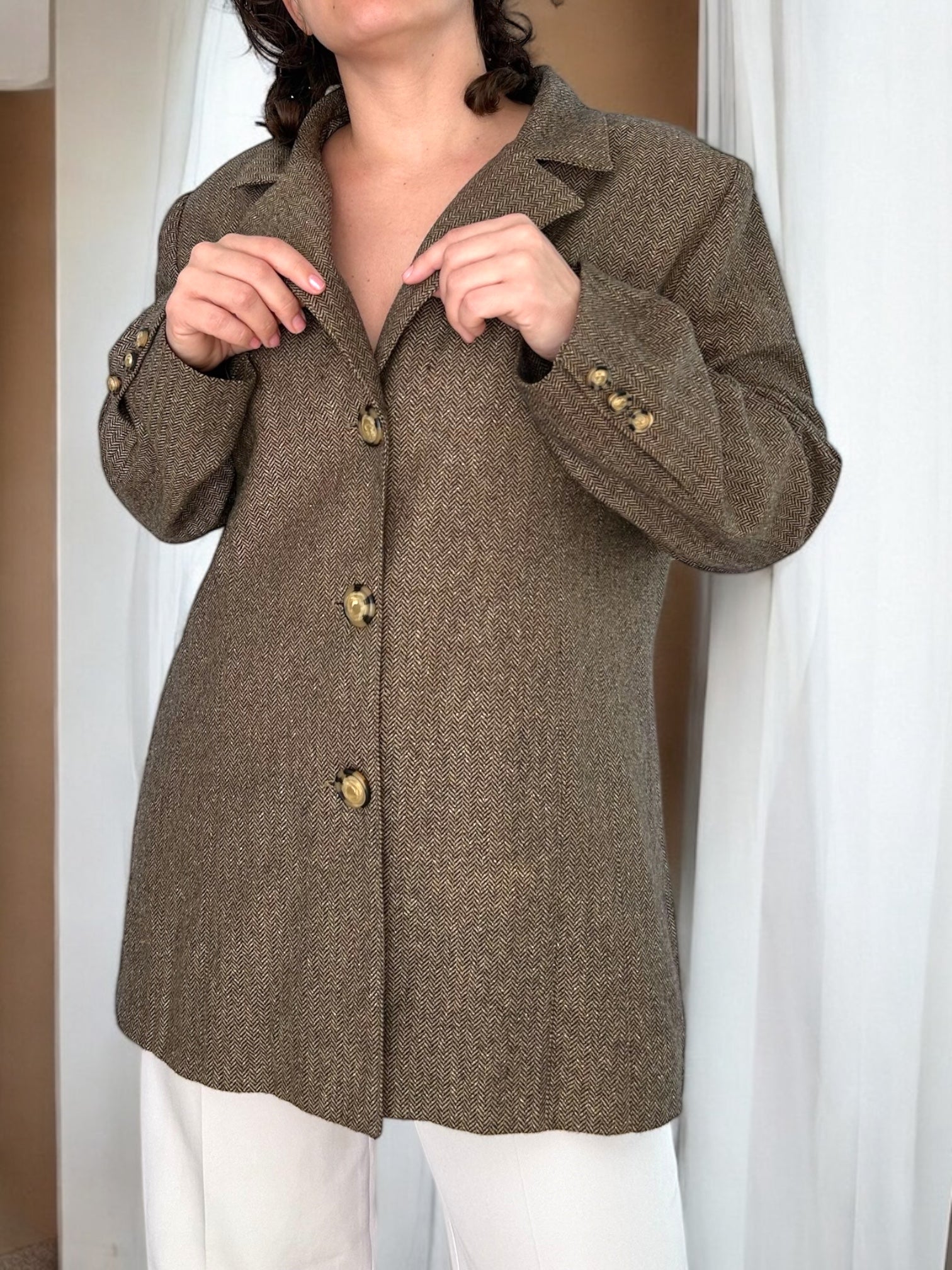 Vintage Wool Fishbone Blazer