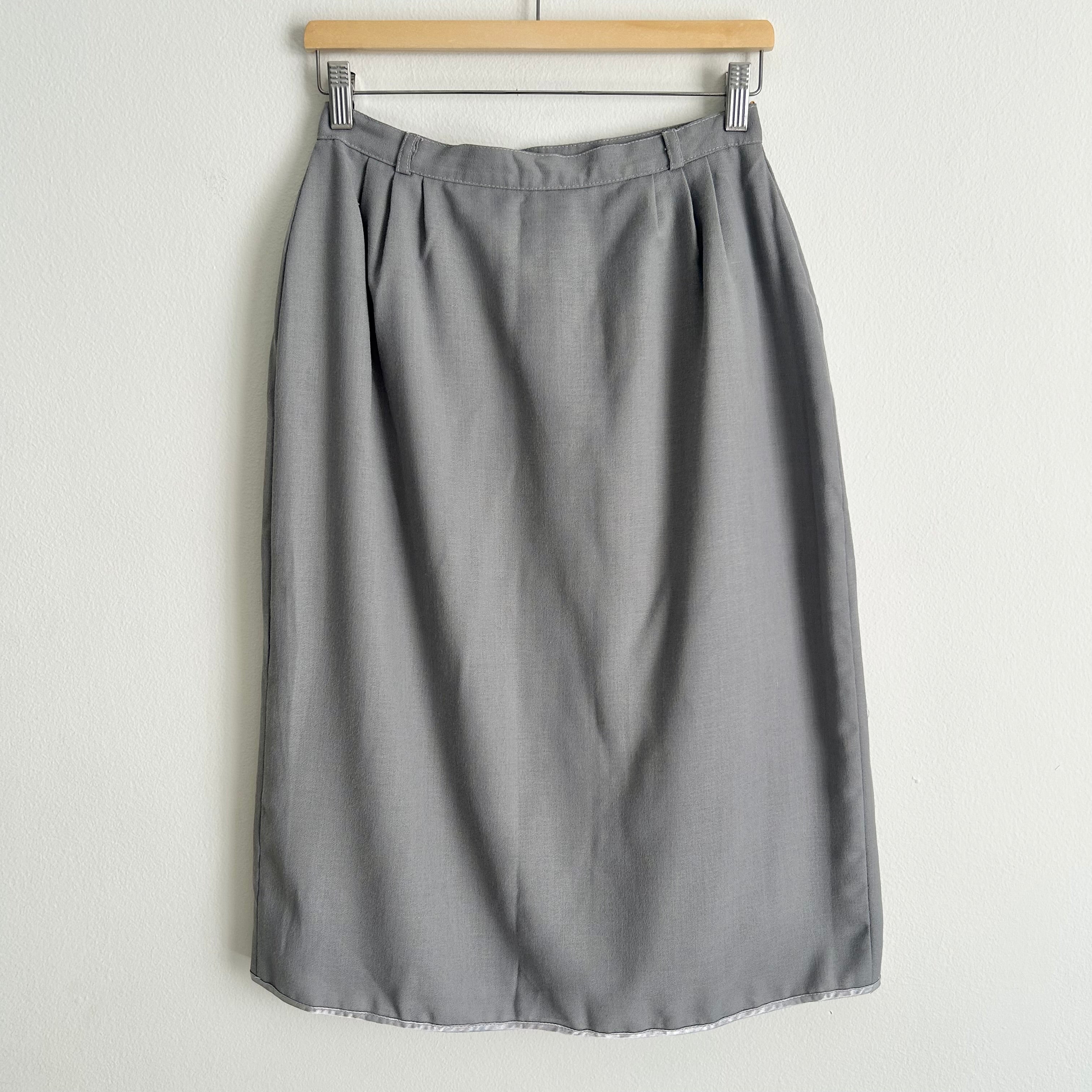 Vintage Slate Grey Wrap Midi Skirt