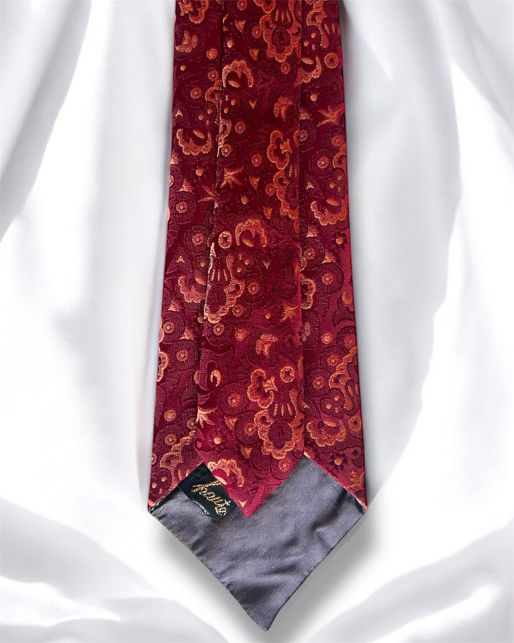 80s Burgundy Jacquard Silk Tie