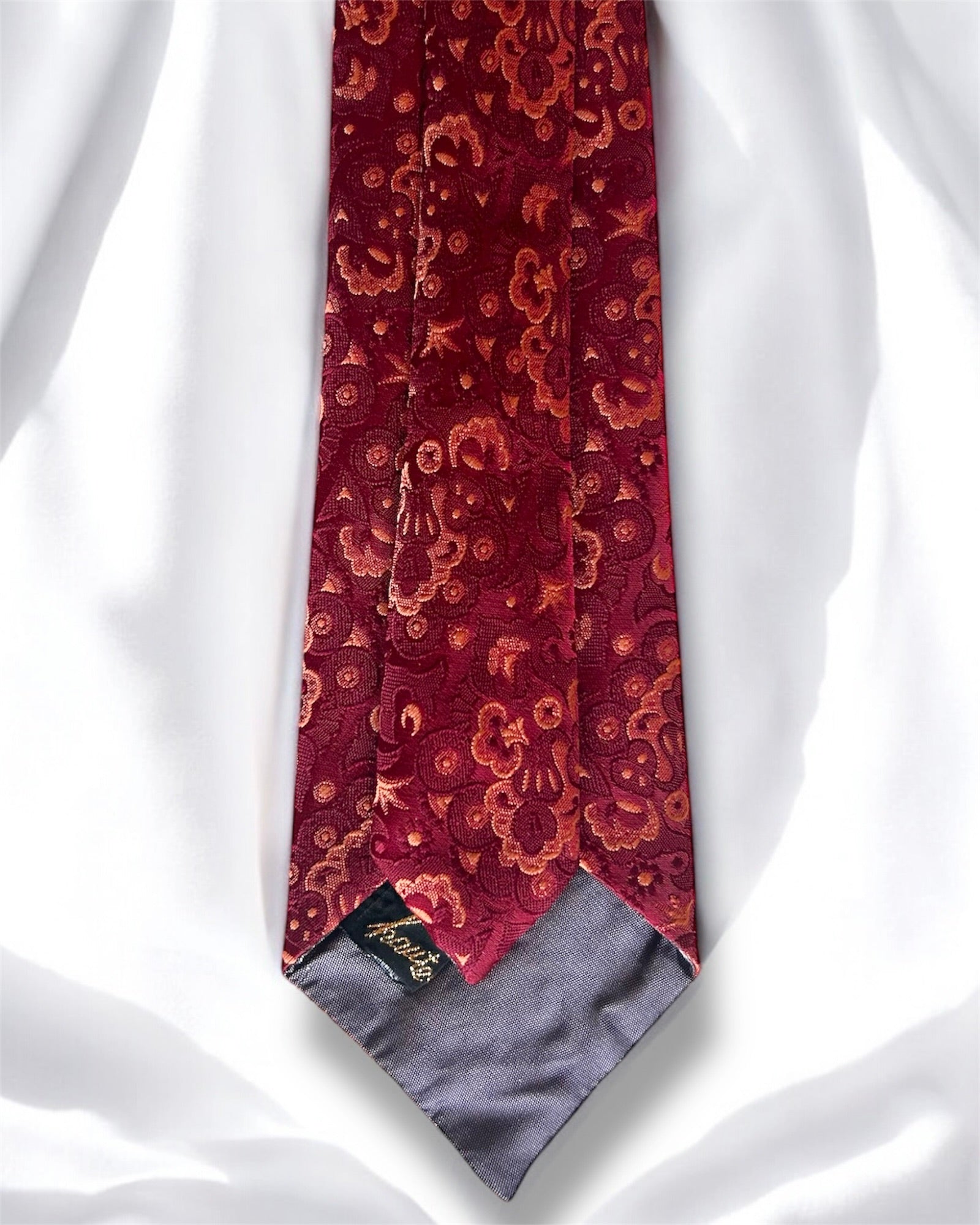 80s Burgundy Jacquard Silk Tie