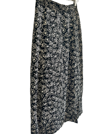 Vintage Long Black Floral Skirt