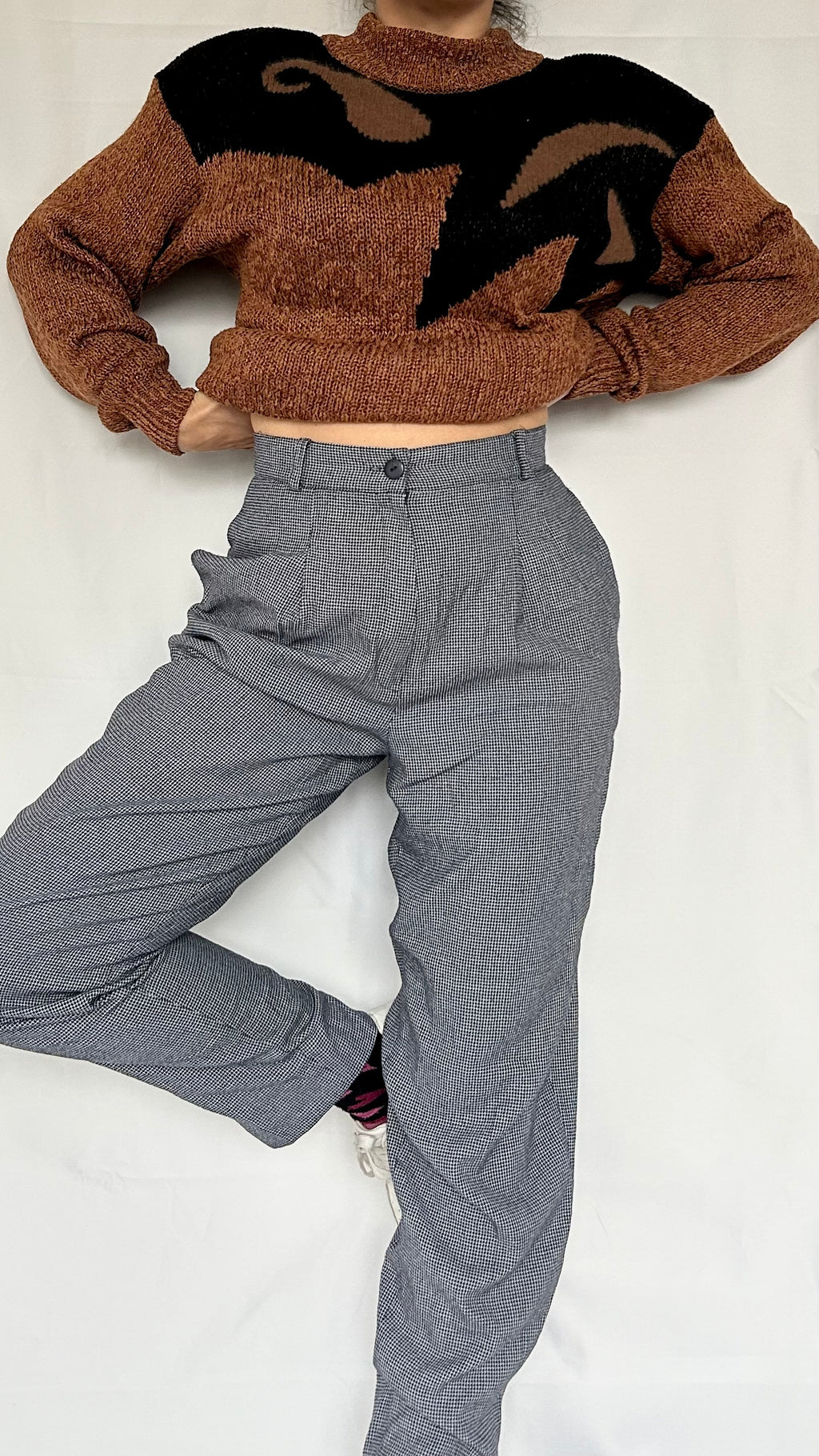 Vintage High Waisted Office Pants B&W