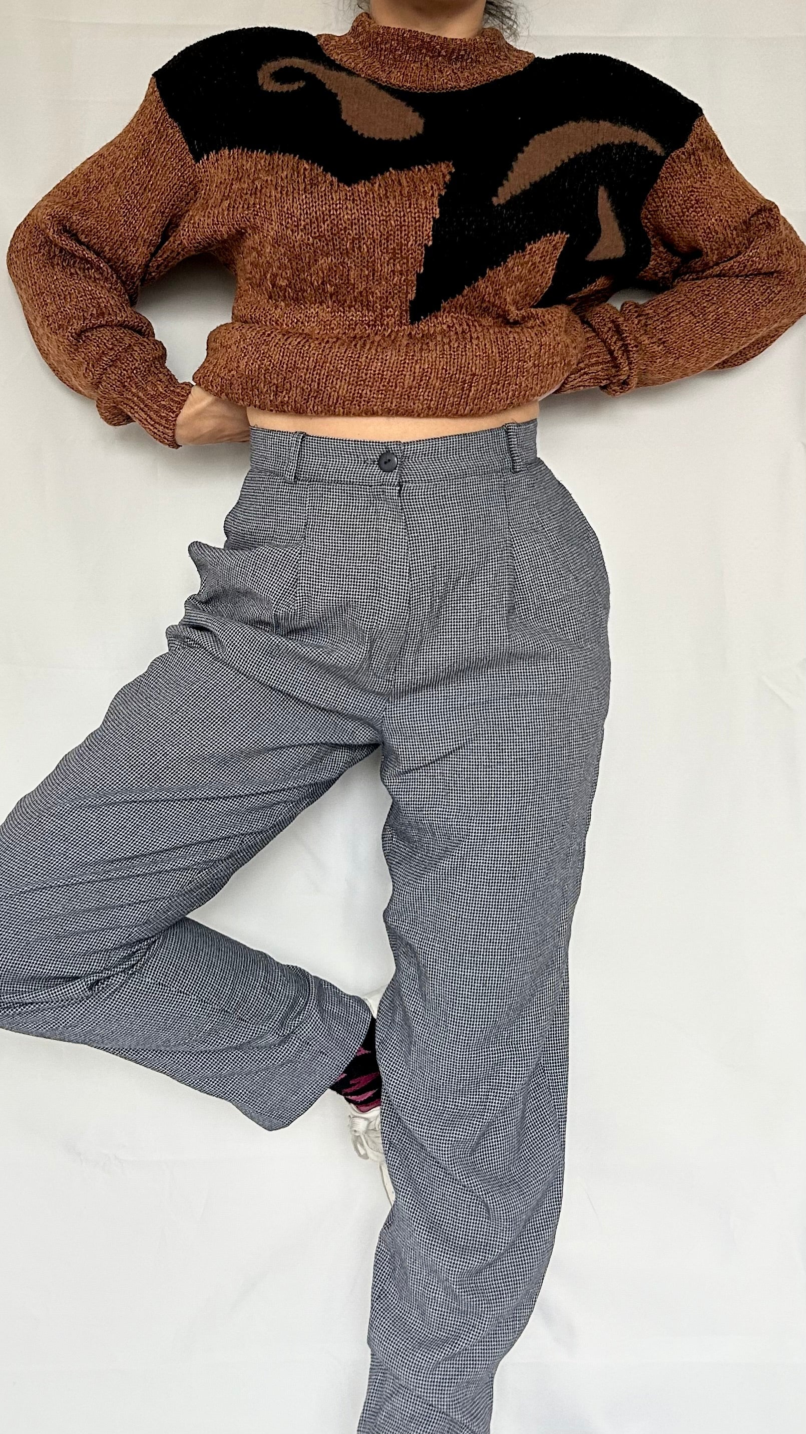 Vintage High Waisted Office Pants B&W