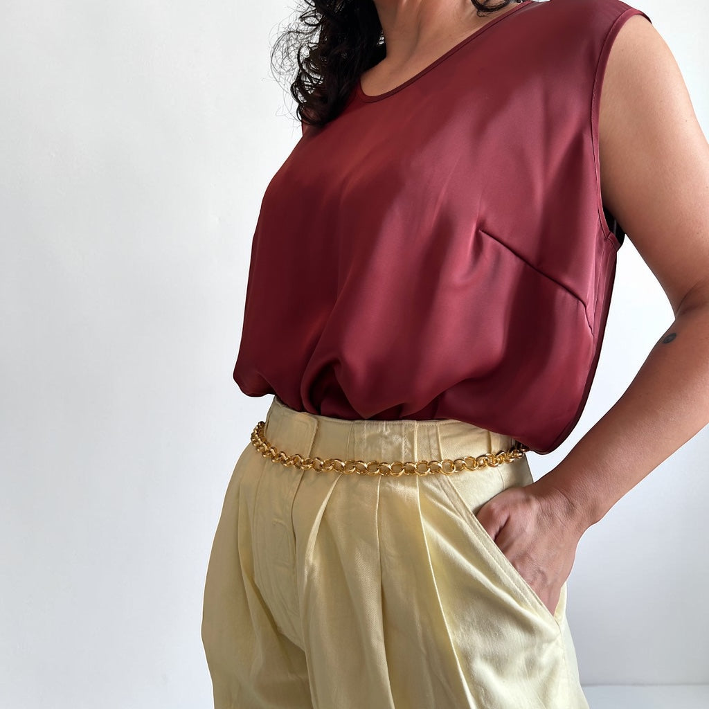 90s Dark Red Fluid Sleeveless Top