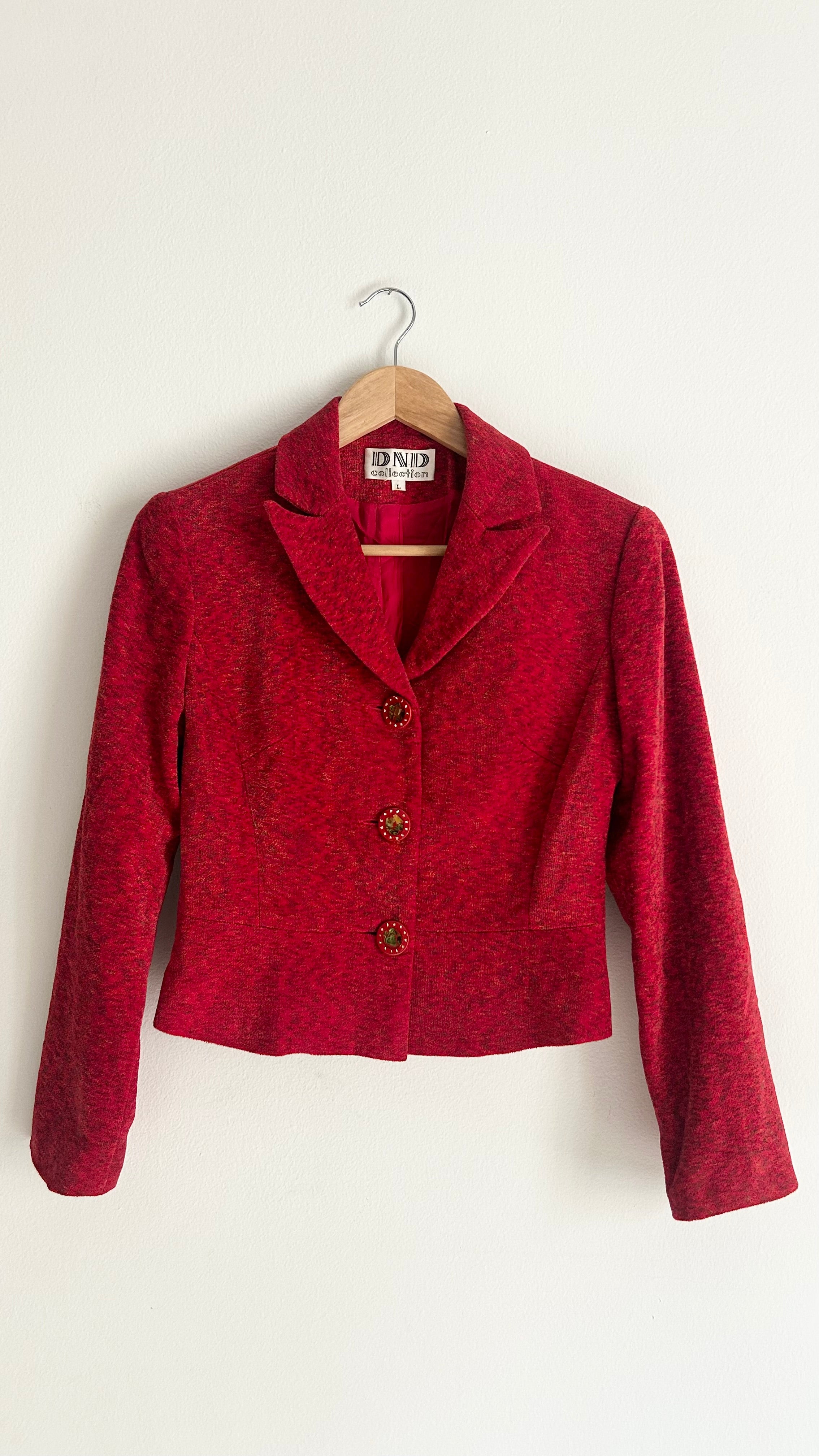 Vintage Textured Red Blazer