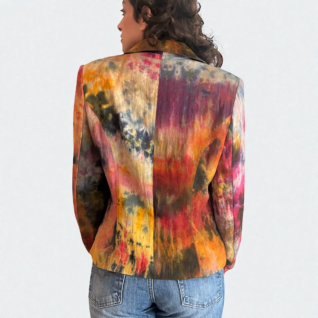 Y2K Abstract Tie-Dye Structured Blazer
