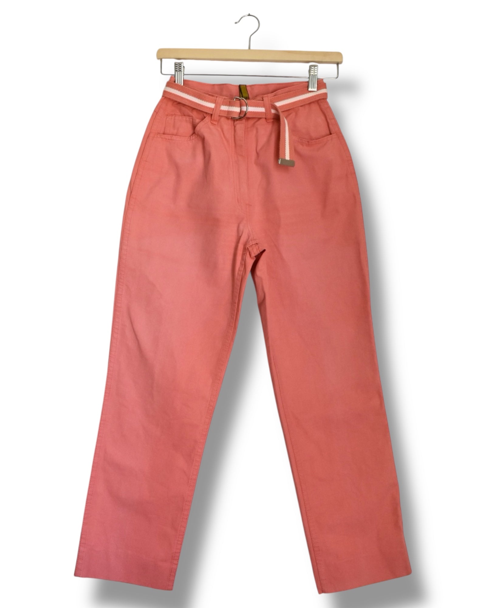 Vintage Coral High-Waisted Cotton Pants – Size 38 (EU)