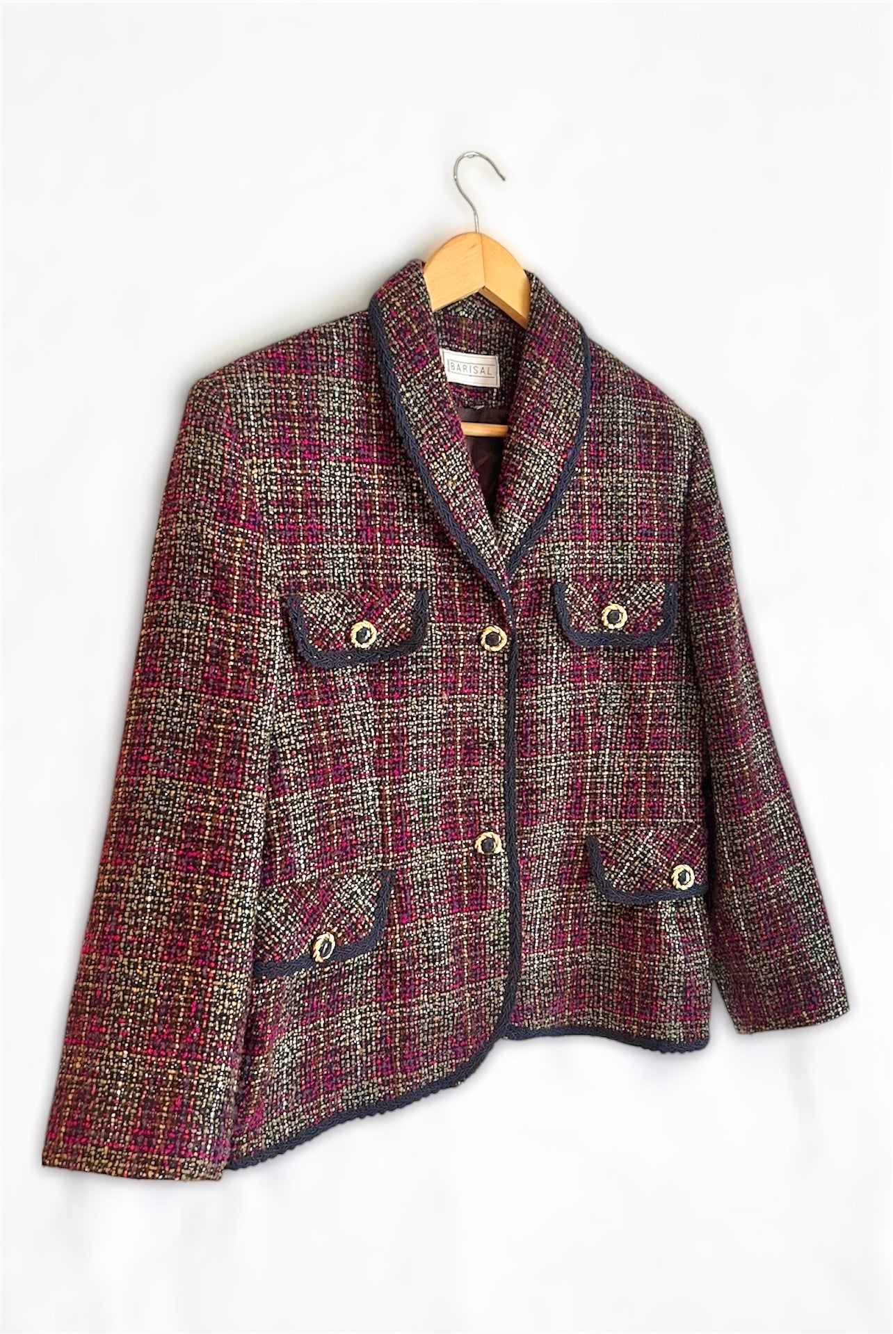 Vintage Tweed Blazer – Multicolor Textured