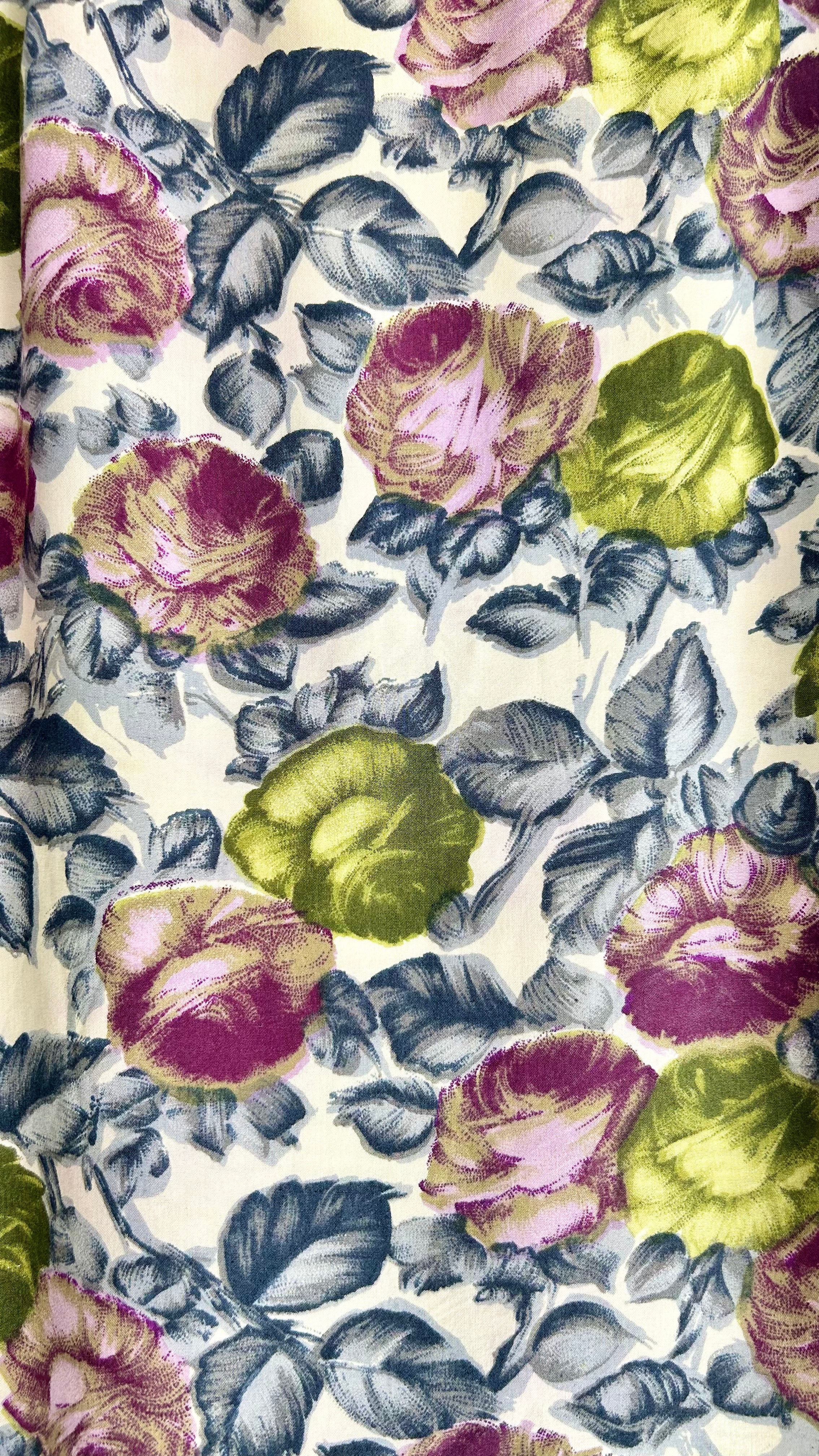 Vintage Floral Cotton Skirt (M–L)