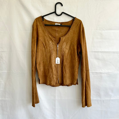 Vintage Leather Long Sleeve Zip Top