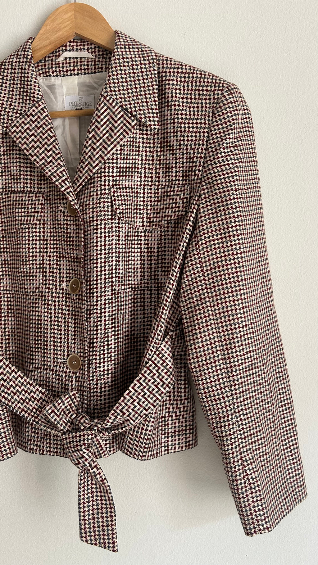 Vintage Check Belted Virgin Wool Blazer
