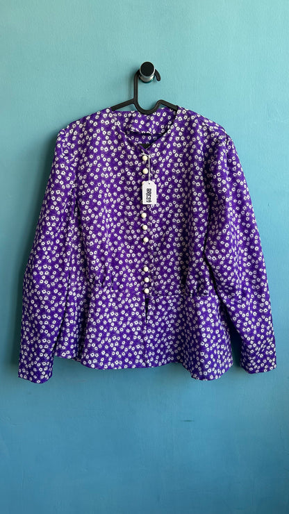 Vintage Purple Puff Long Sleeve Blouse