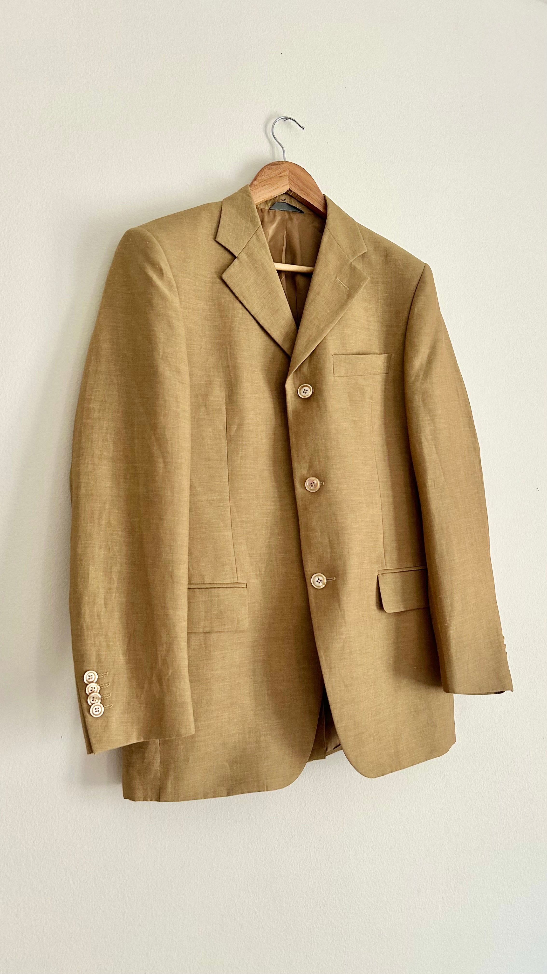 Vintage 1980s Maxi Blazer | Wool & Linen Blend | Italian Size 46