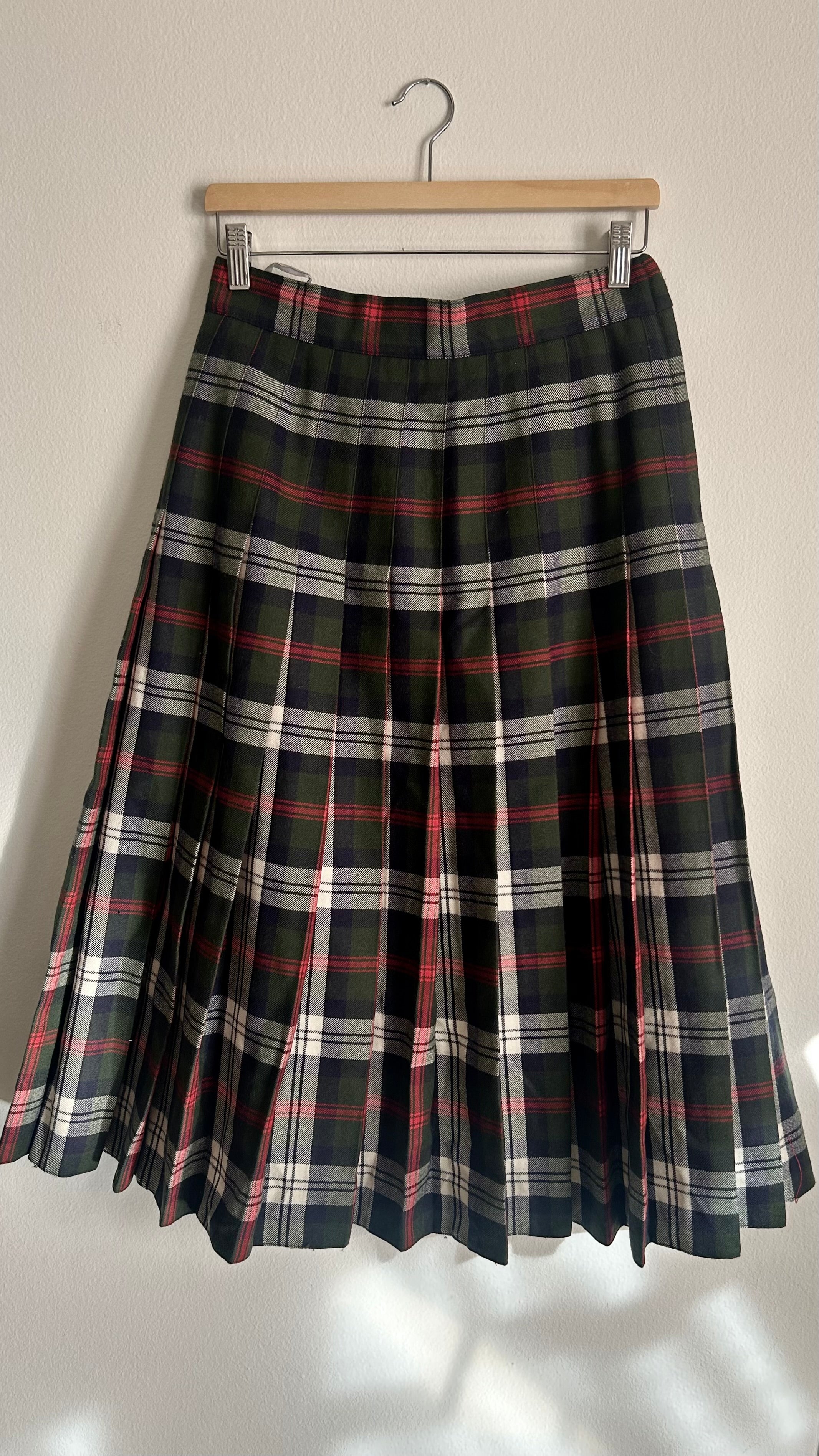 Vintage 100% Pure New Wool Plaid Skirt