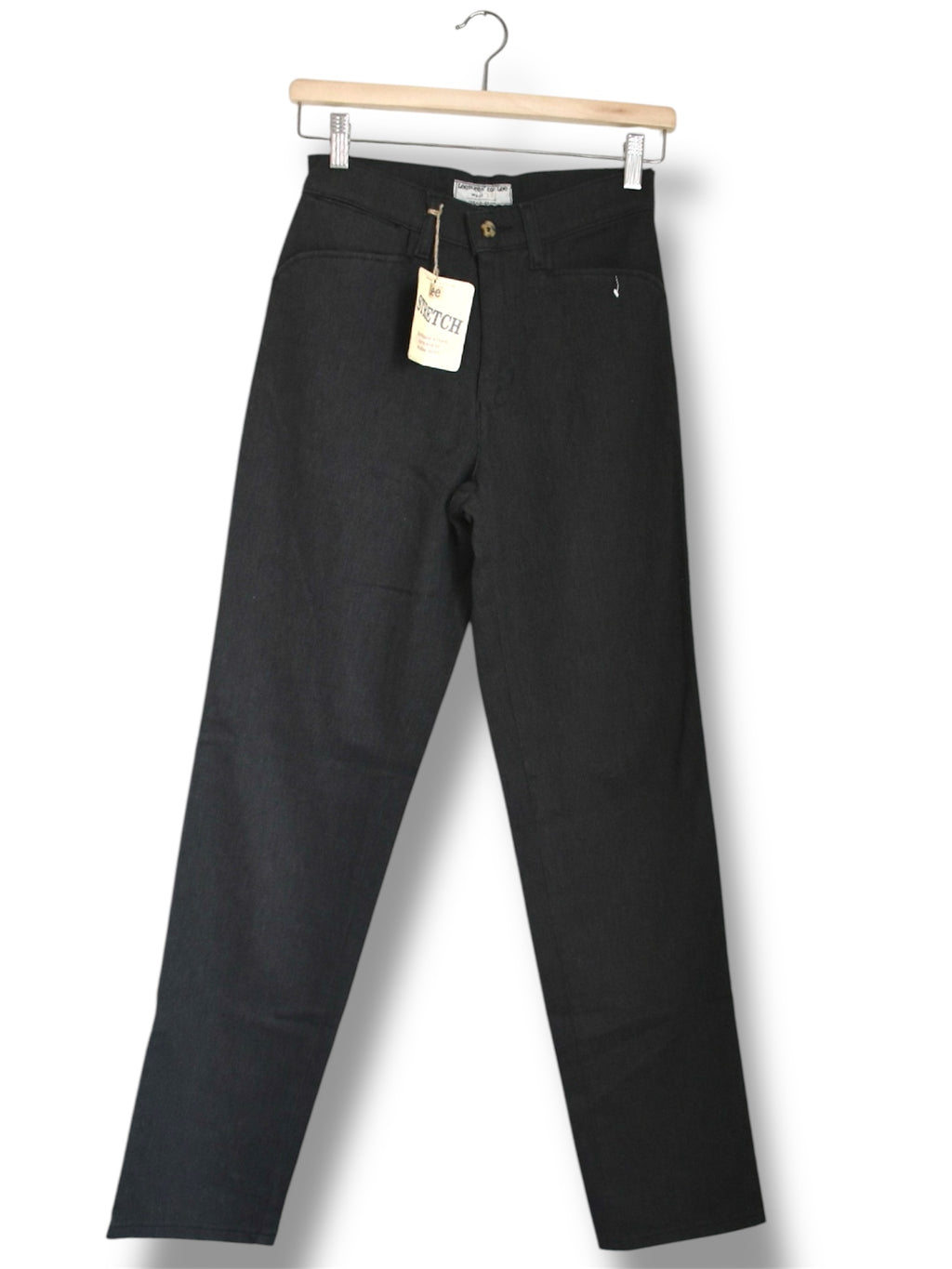 Vintage 1970s–80s Lee Leesures Women’s Slim Fit Dark Grey Stretch Pants – Deadstock with Tags